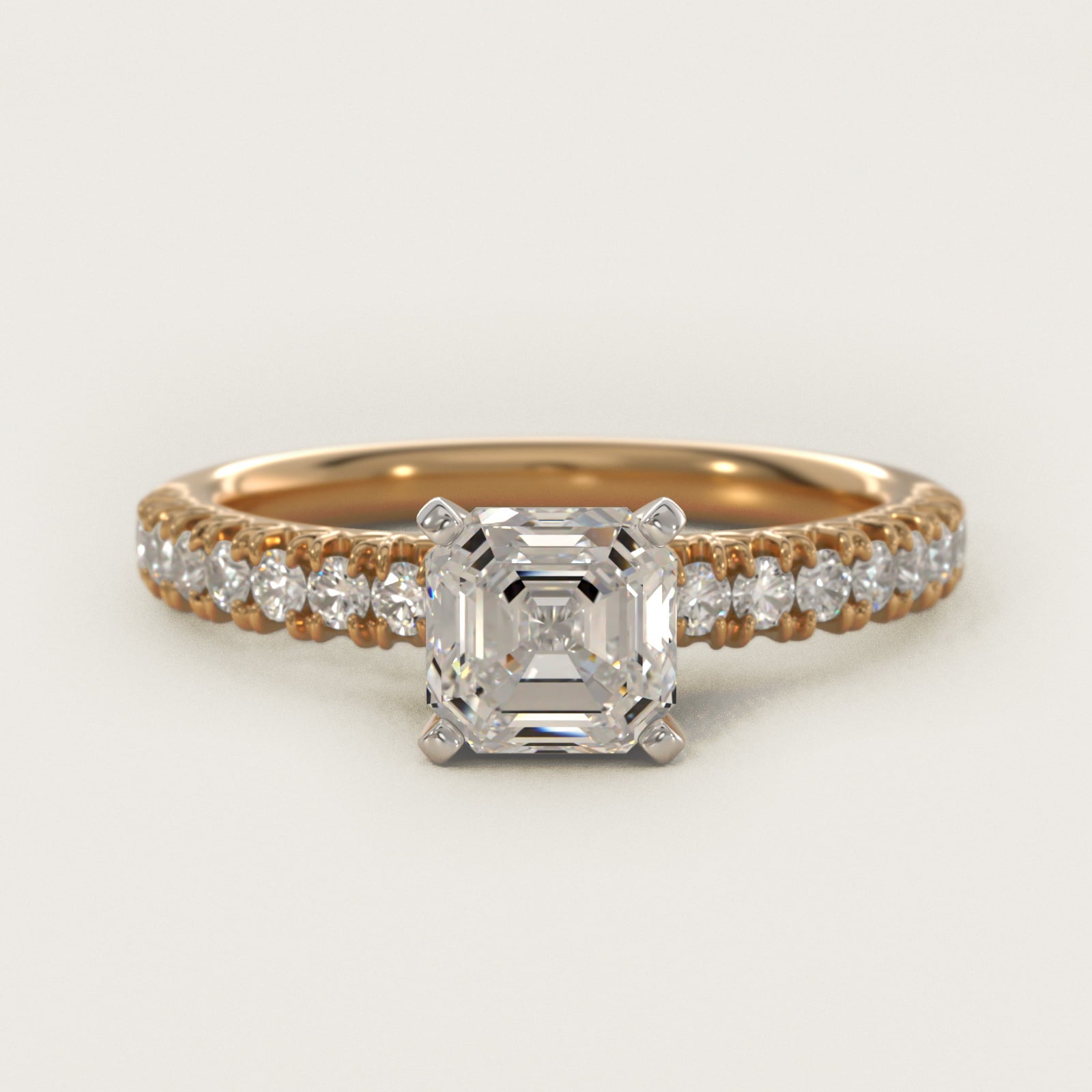 French PavŽ Diamond Engagement Ring in 14k Yellow Gold (1/4 ct. tw.) - Asscher Center