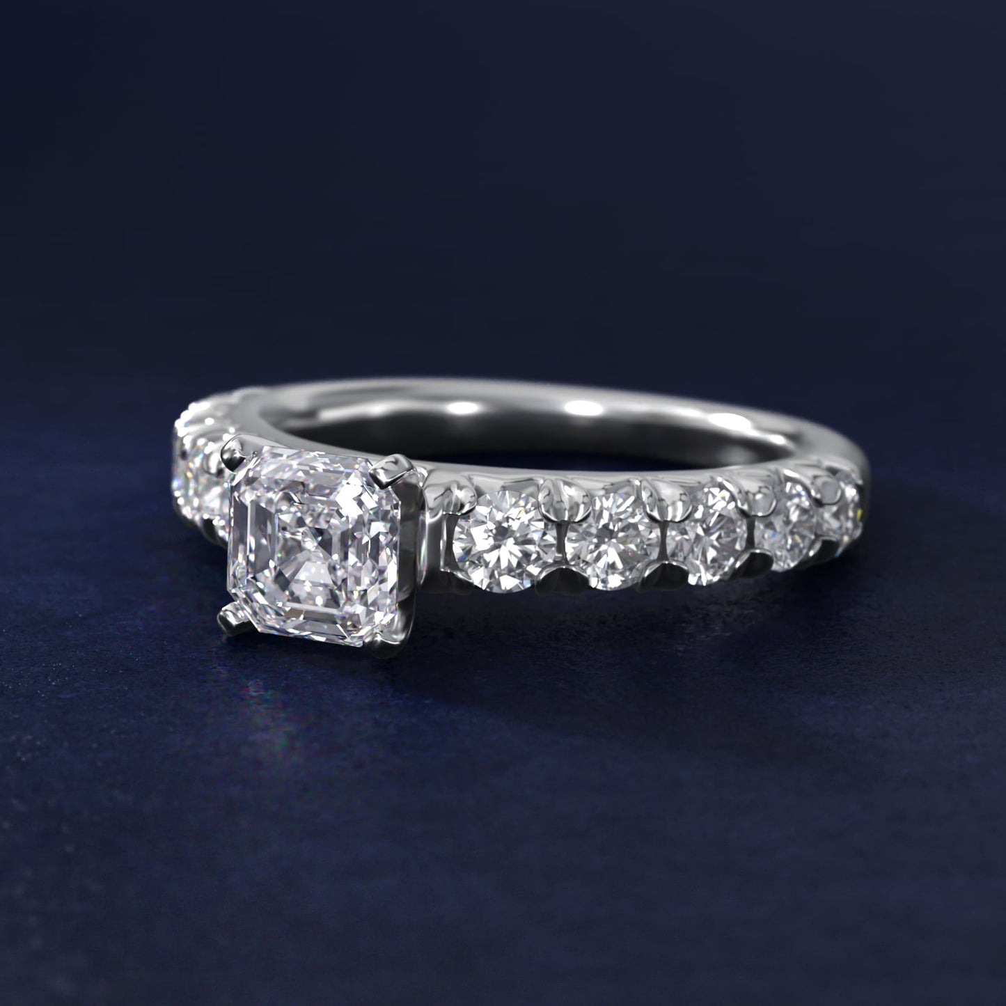 French PavŽ Diamond Engagement Ring in Platinum (1 ct. tw.) - Asscher Center