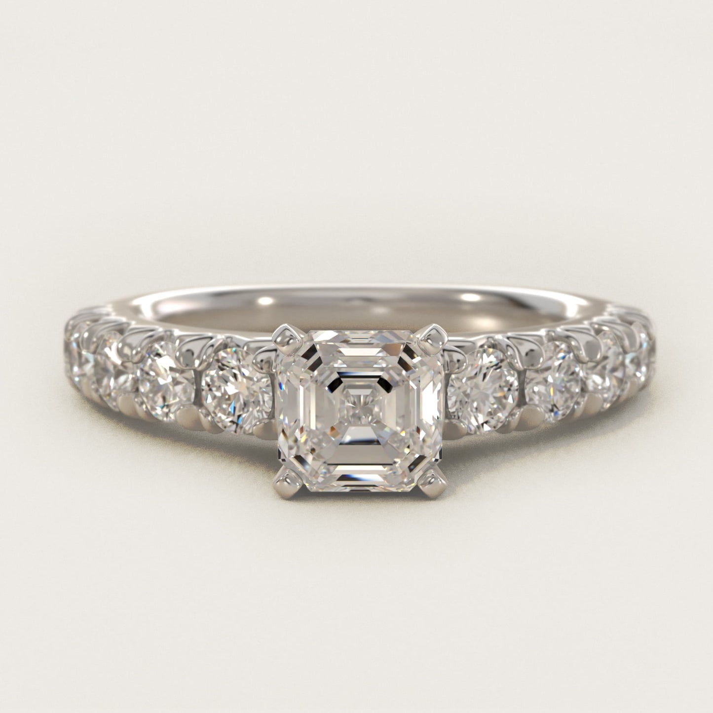French PavŽ Diamond Engagement Ring in Platinum (1 ct. tw.) - Asscher Center