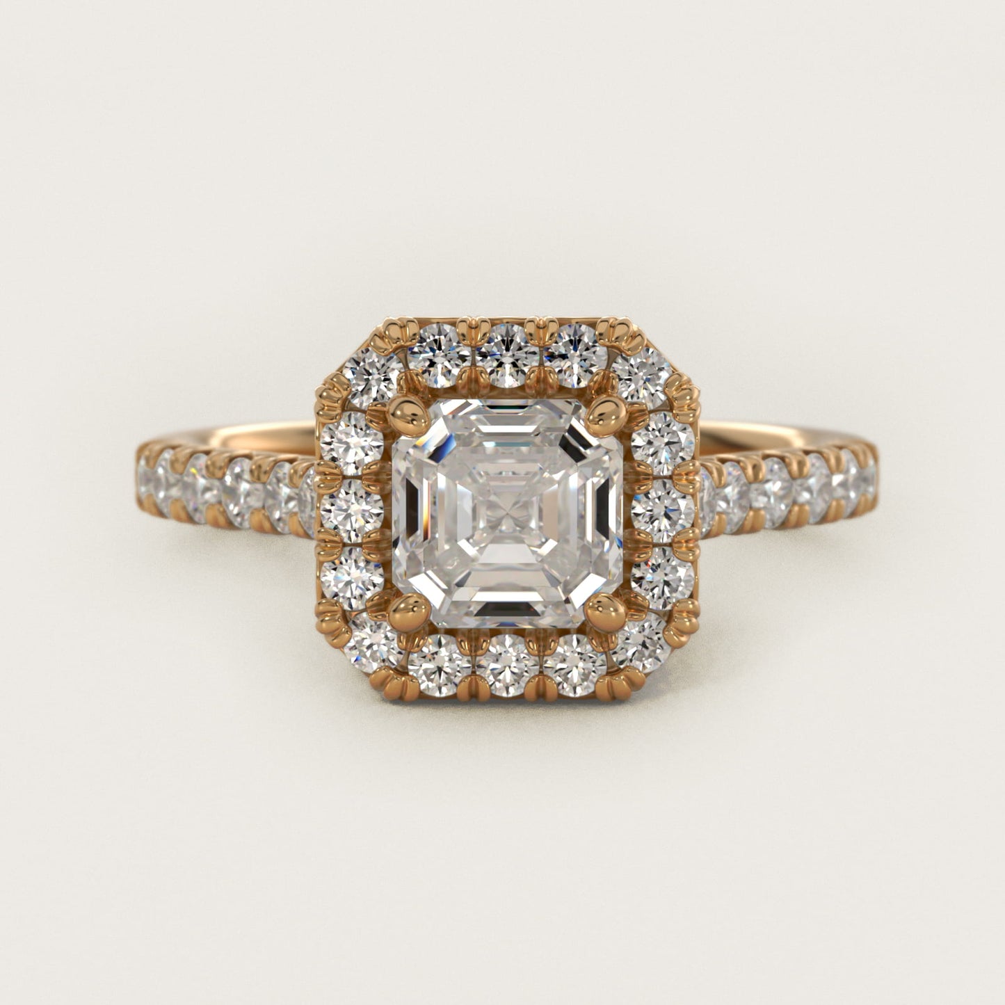 French Pav? Diamond Halo Engagement Ring in 18k Yellow Gold (1/2 ct. tw.) - Asscher Center
