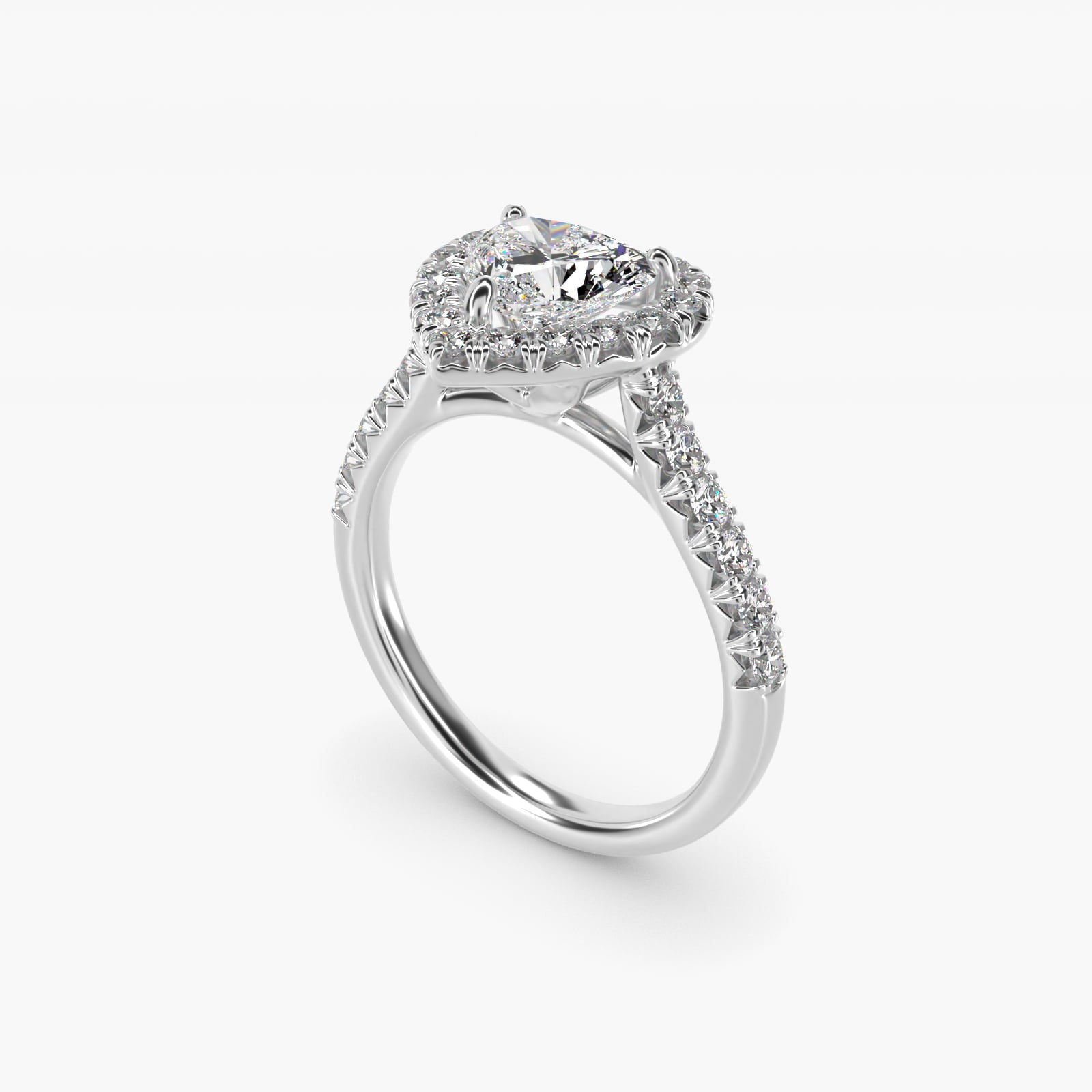 French PavŽ Diamond Halo Engagement Ring in 14k White Gold (1/2 ct. tw.) - Heart Center