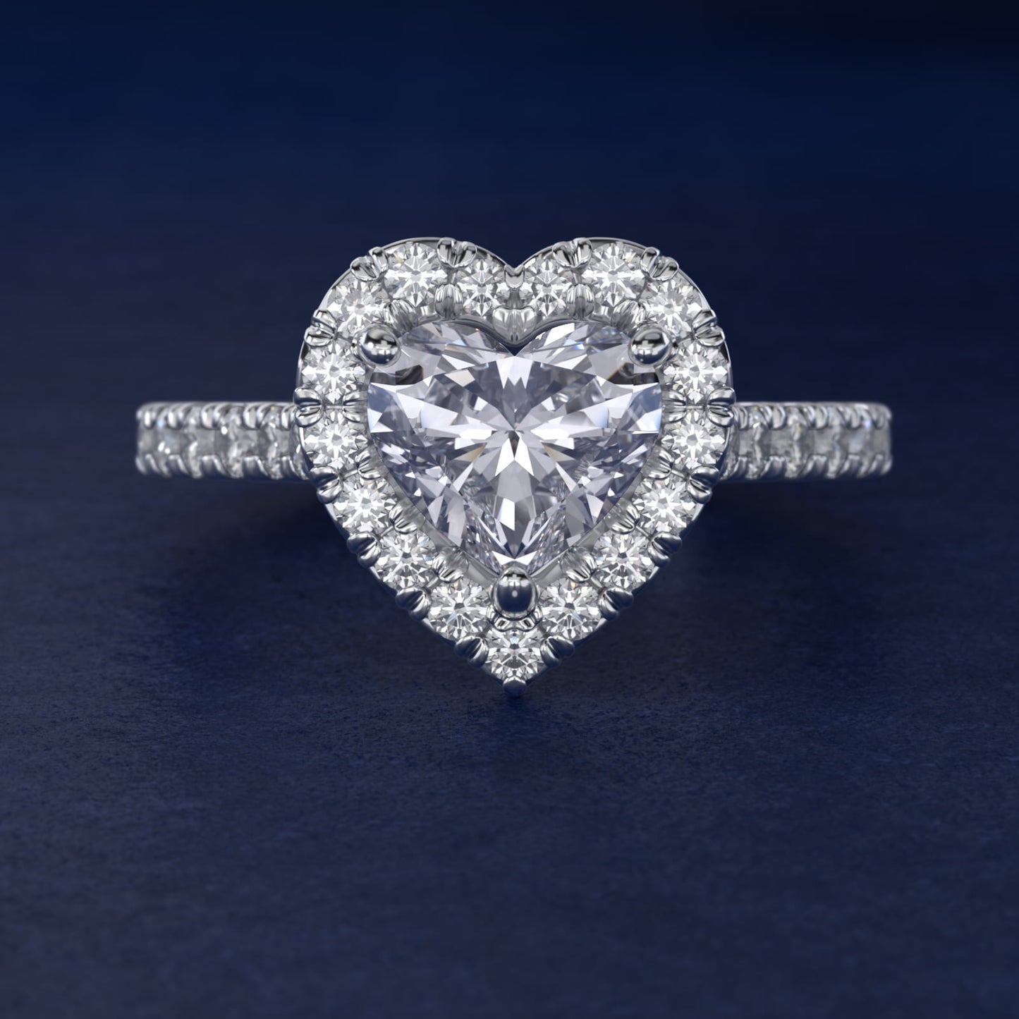 French Pav? Diamond Halo Engagement Ring in Platinum (1/2 ct. tw.) - Heart Center