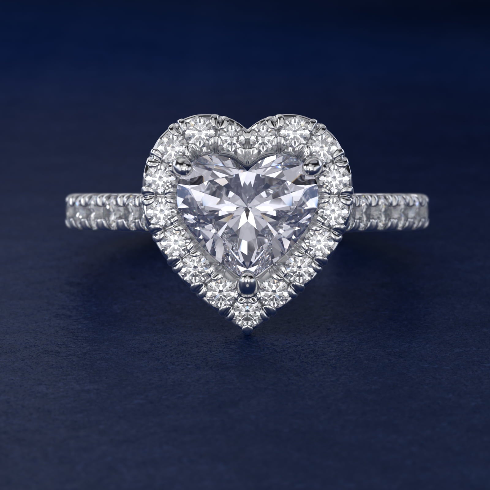 French Pav? Diamond Halo Engagement Ring in Platinum (1/2 ct. tw.) - Heart Center