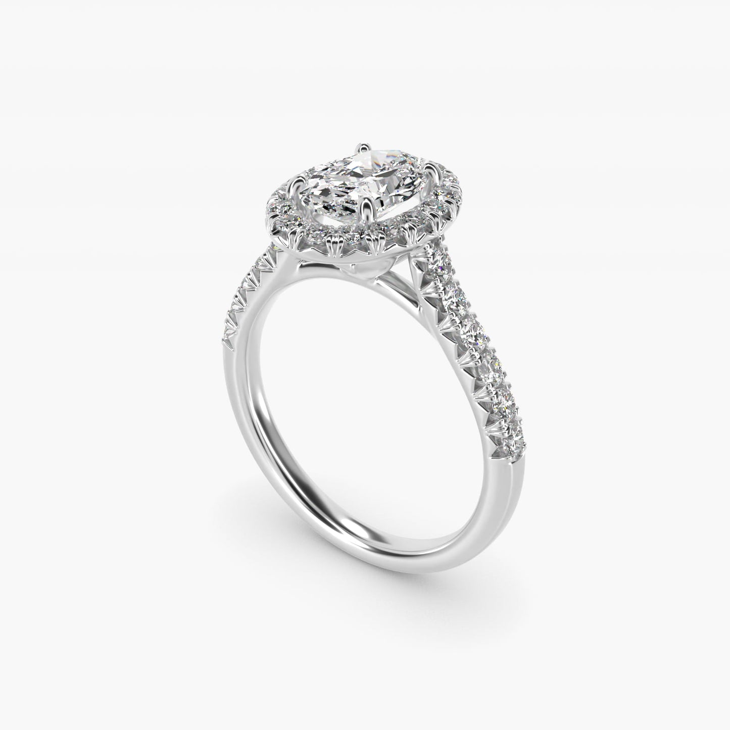 French Pav? Diamond Halo Engagement Ring in Platinum (1/2 ct. tw.) - Oval Center