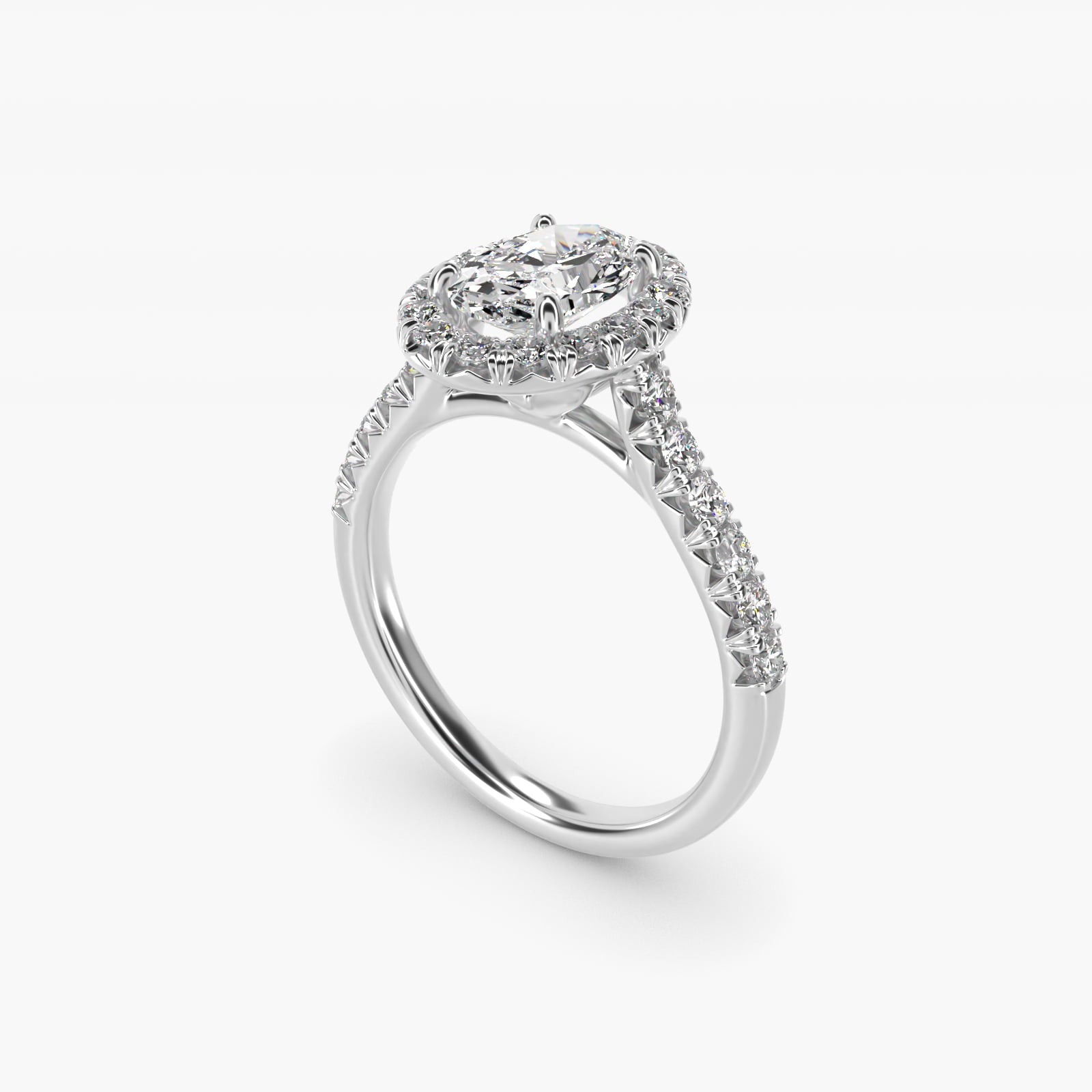 French Pav? Diamond Halo Engagement Ring in Platinum (1/2 ct. tw.) - Oval Center