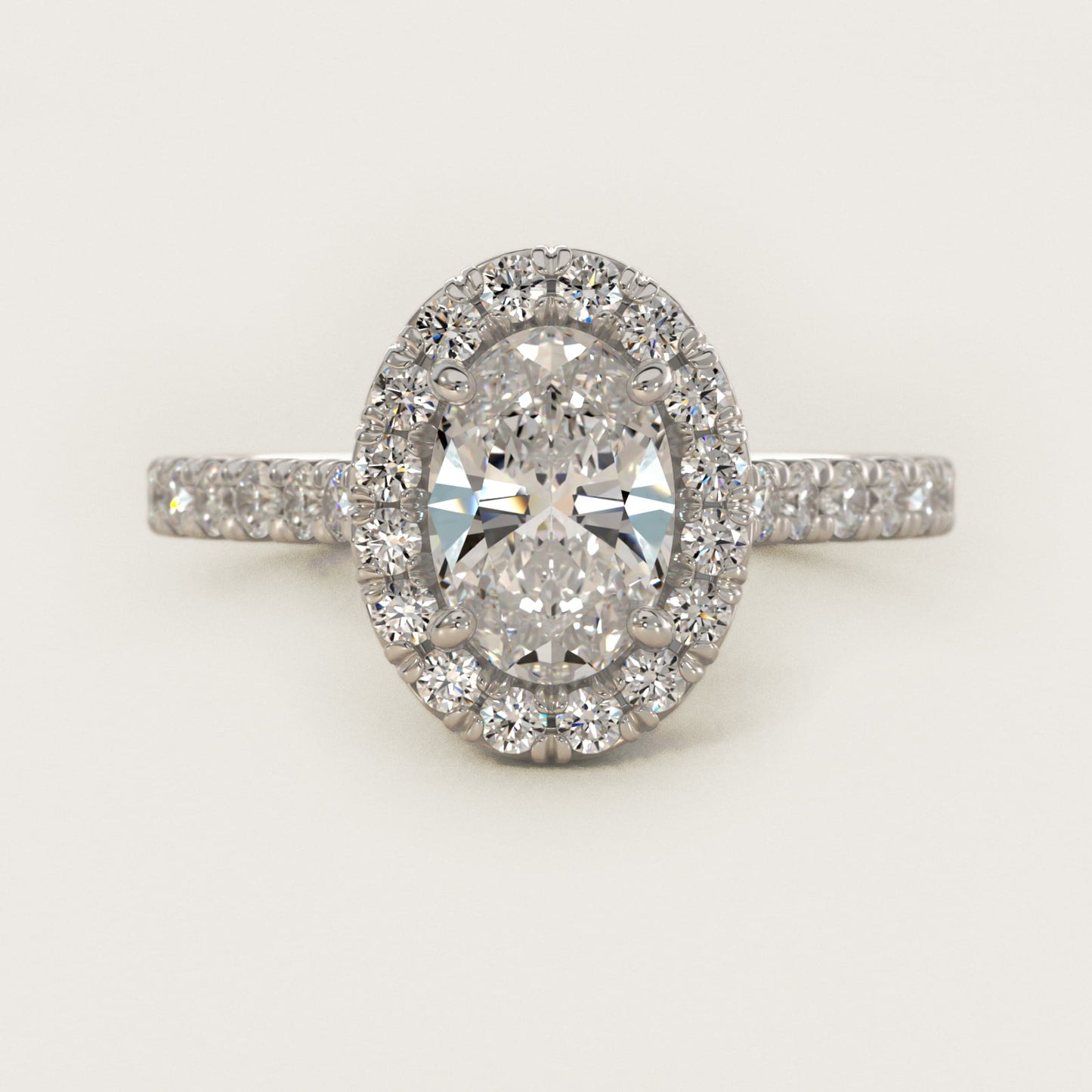 French Pav? Diamond Halo Engagement Ring in Platinum (1/2 ct. tw.) - Oval Center