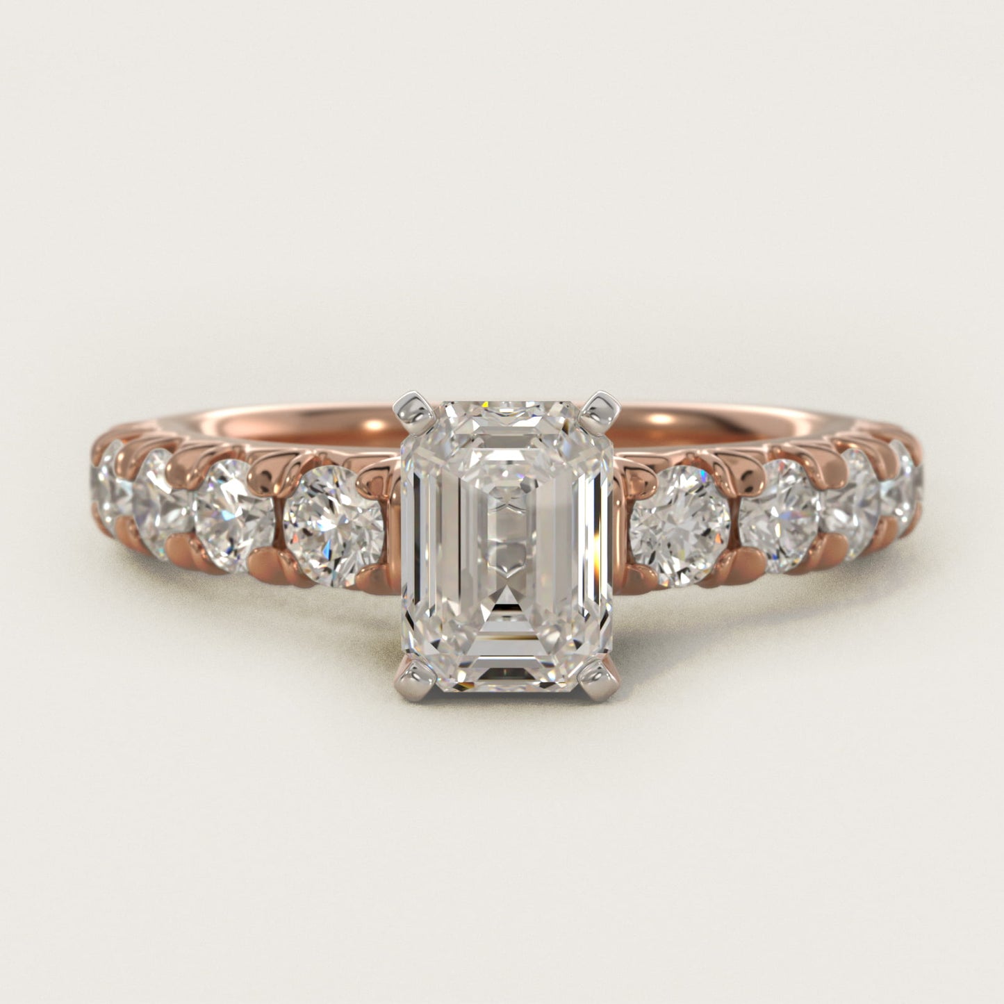 French PavŽ Diamond Engagement Ring in 18k Rose Gold (1 ct. tw.) - Emerald Center