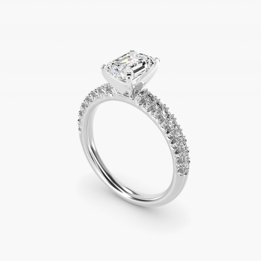 French PavŽ Diamond Engagement Ring in 14k White Gold (1/4 ct. tw.) - Emerald Center