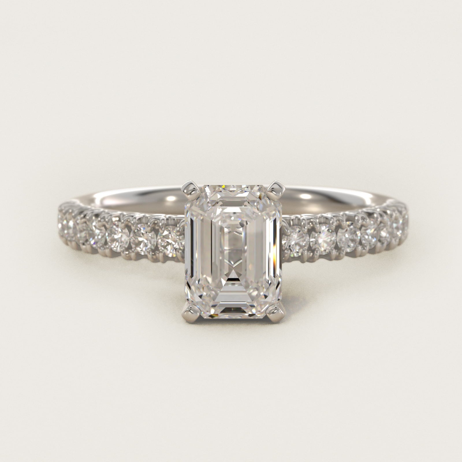 French PavŽ Diamond Engagement Ring in 14k White Gold (1/4 ct. tw.) - Emerald Center