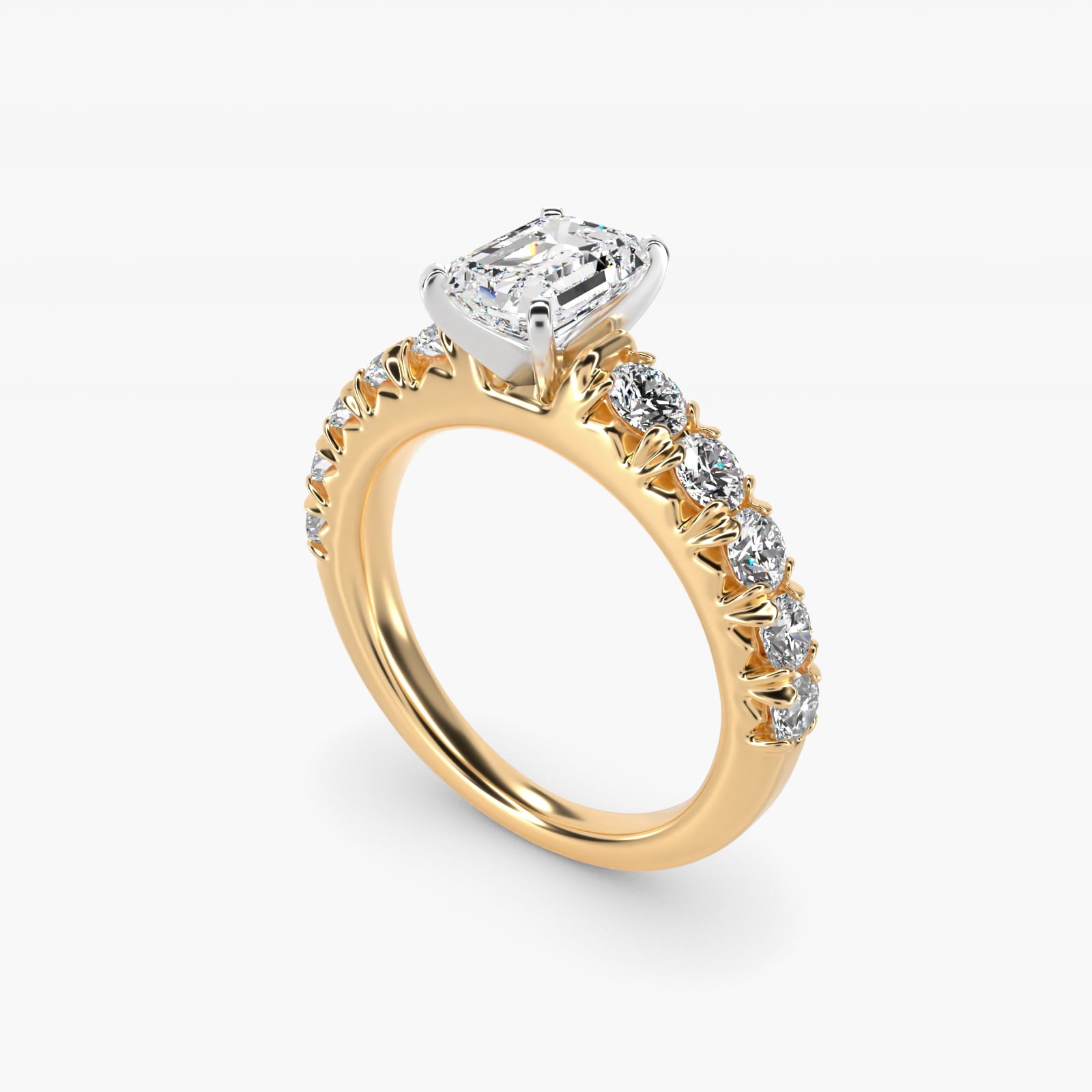French PavŽ Diamond Engagement Ring in 18k Yellow Gold (1 ct. tw.) - Emerald Center
