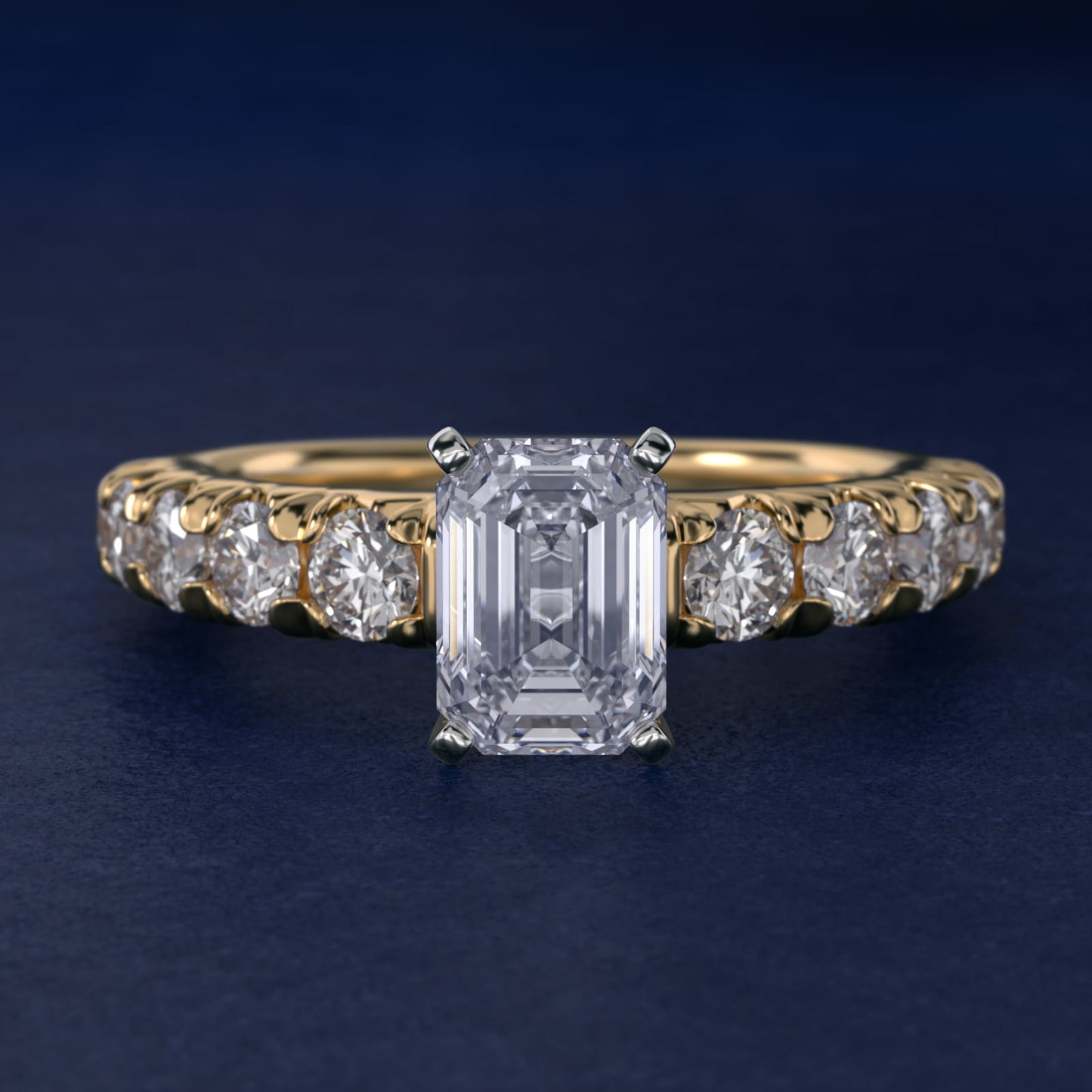 French PavŽ Diamond Engagement Ring in 18k Yellow Gold (1 ct. tw.) - Emerald Center