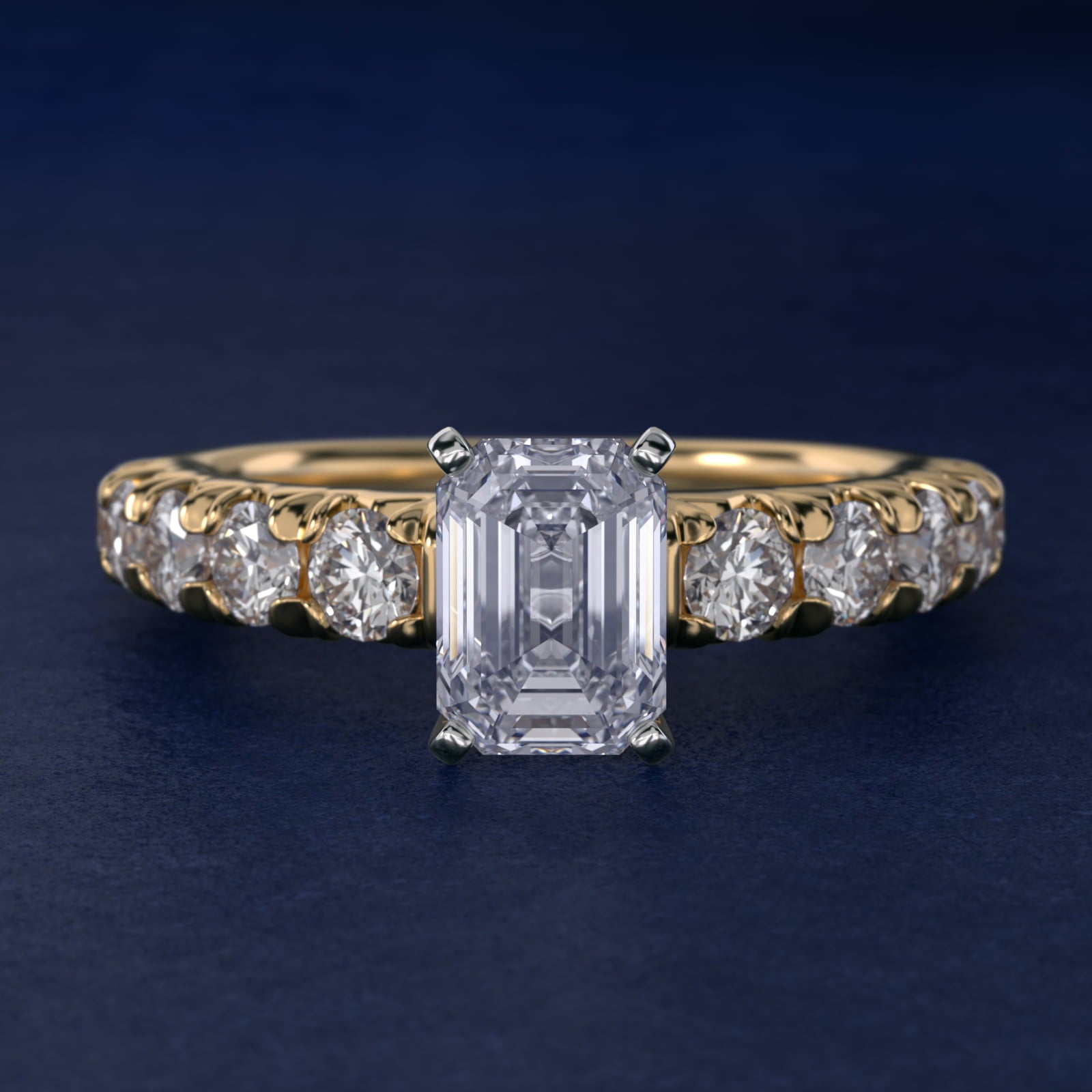 French PavŽ Diamond Engagement Ring in 18k Yellow Gold (1 ct. tw.) - Emerald Center
