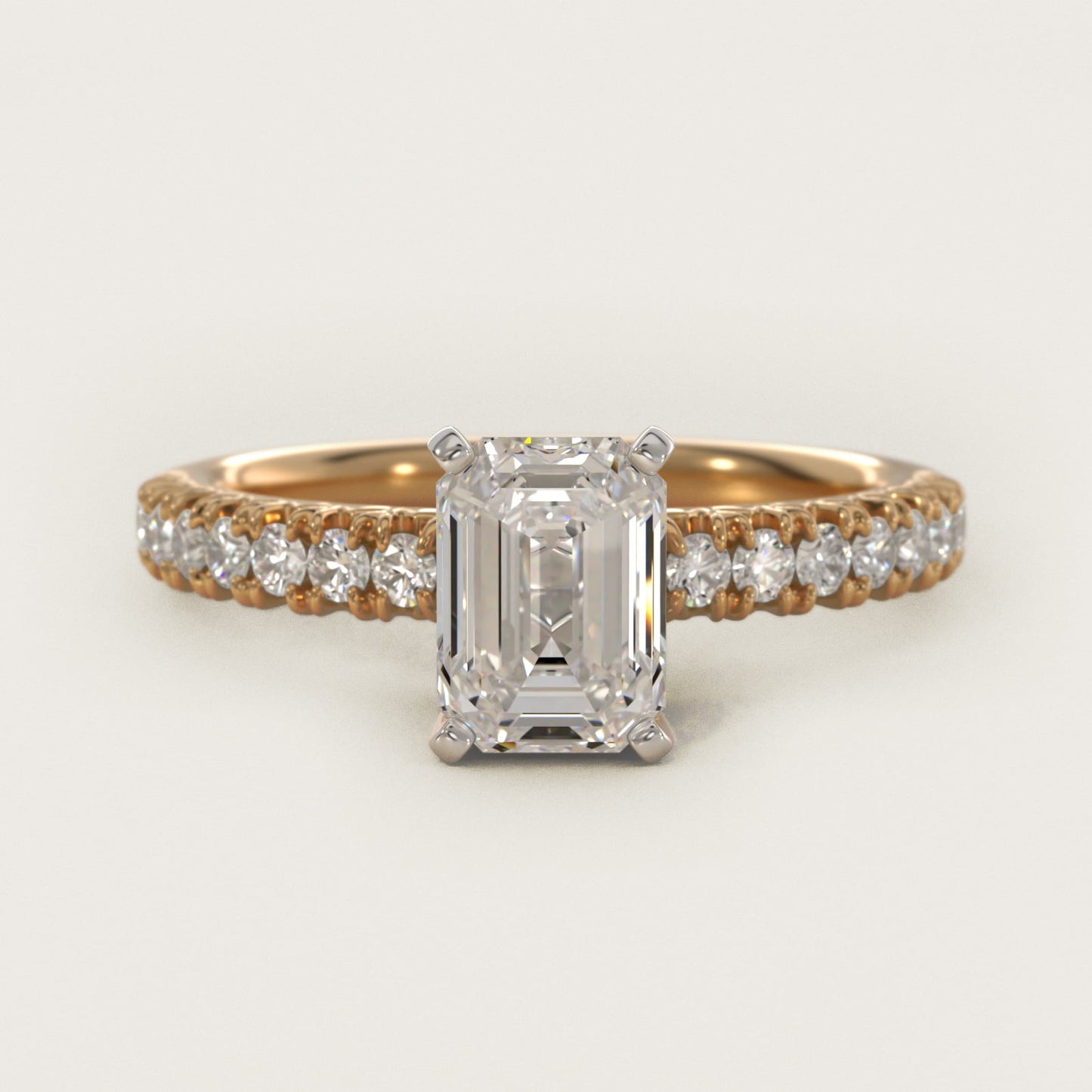 French PavŽ Diamond Engagement Ring in 14k Yellow Gold (1/4 ct. tw.) - Emerald Center