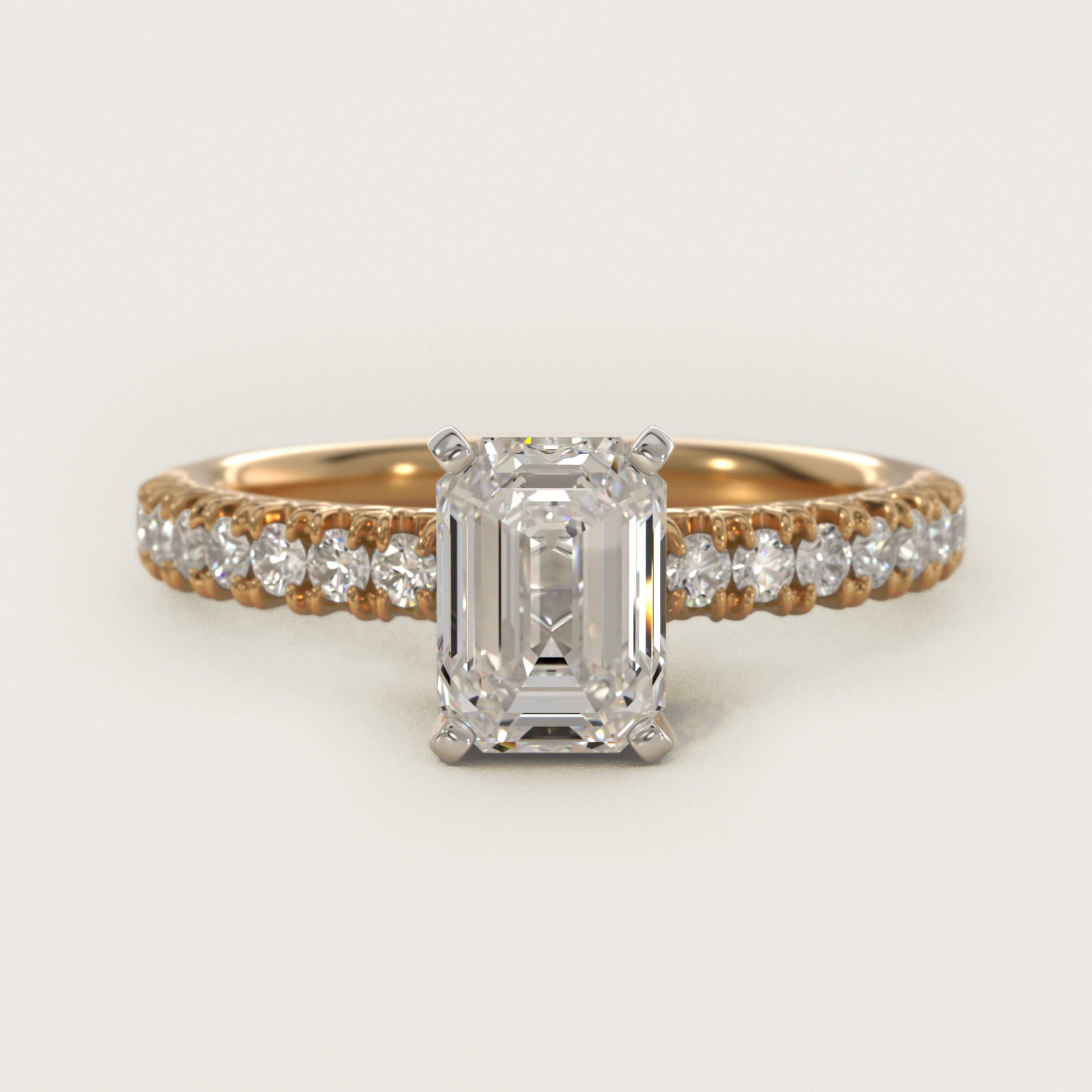French PavŽ Diamond Engagement Ring in 14k Yellow Gold (1/4 ct. tw.) - Emerald Center