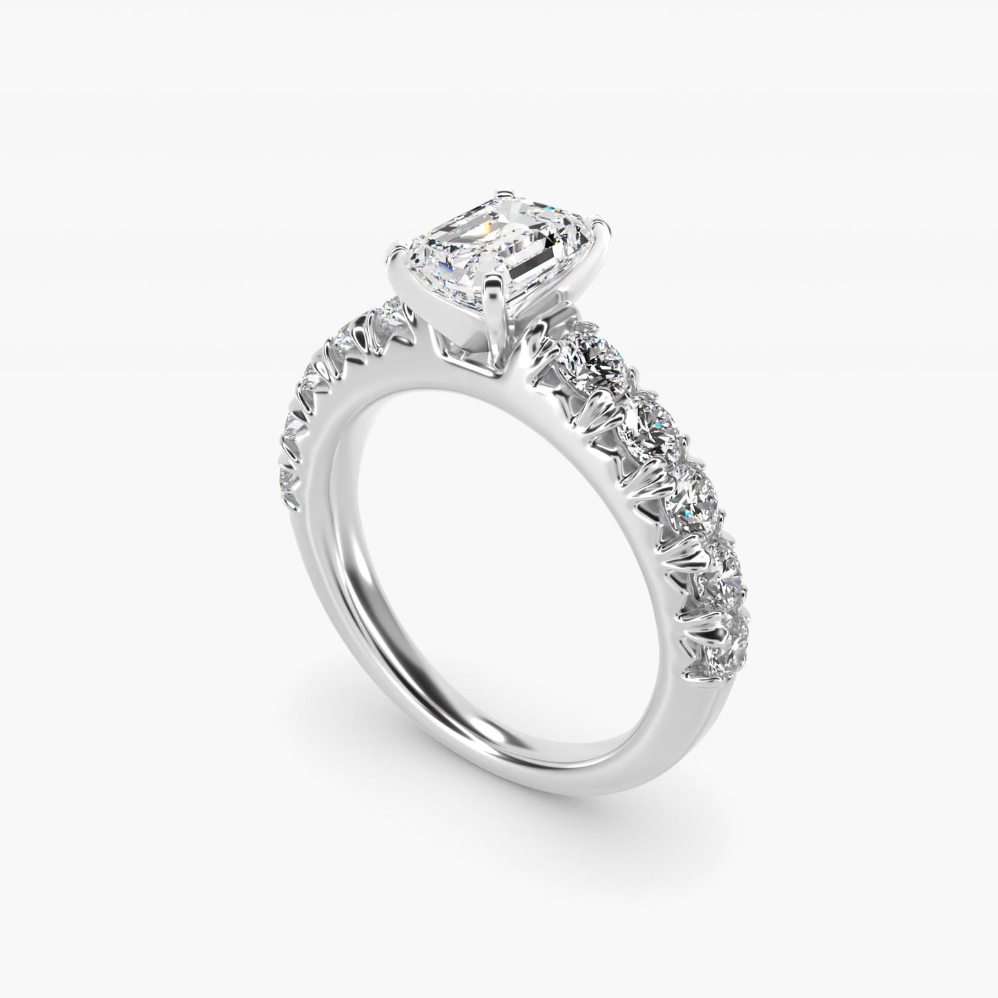 French PavŽ Diamond Engagement Ring in Platinum (1 ct. tw.) - Emerald Center