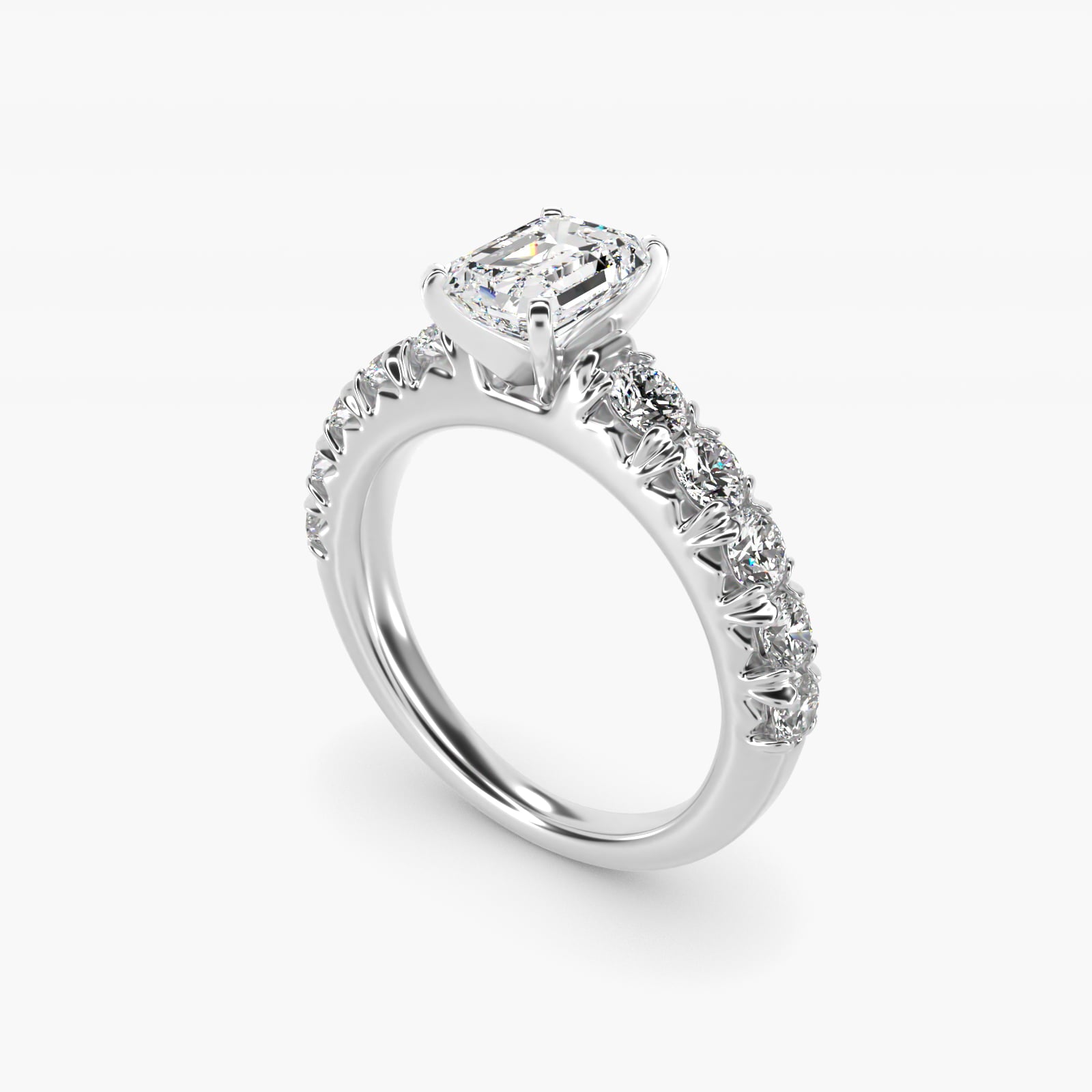 French PavŽ Diamond Engagement Ring in Platinum (1 ct. tw.) - Emerald Center