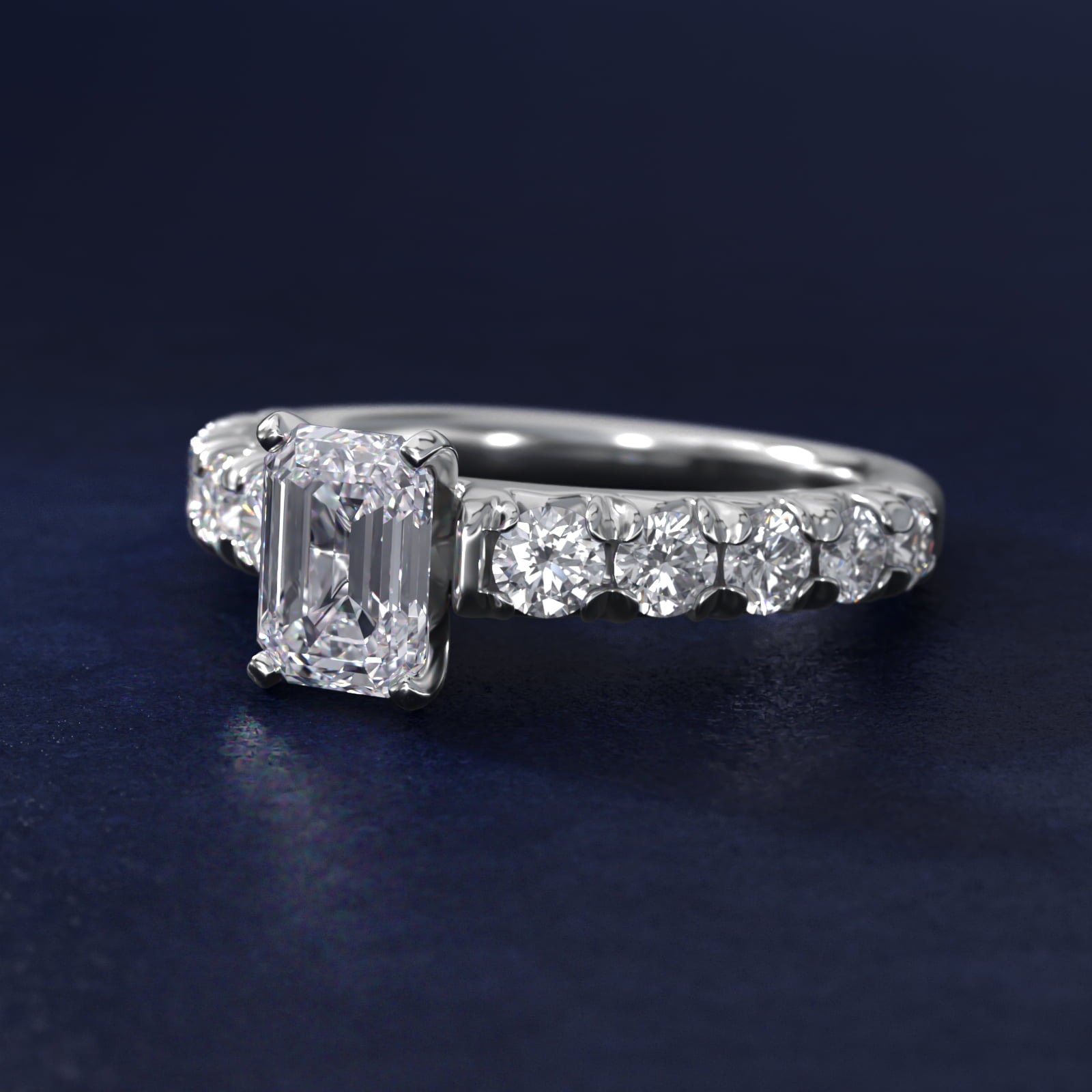 French PavŽ Diamond Engagement Ring in Platinum (1 ct. tw.) - Emerald Center