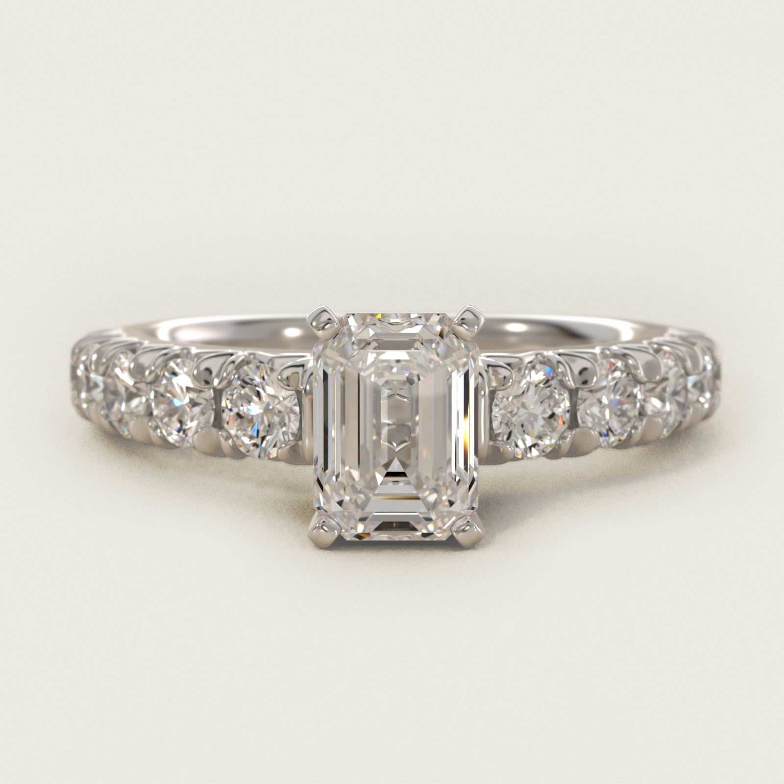 French PavŽ Diamond Engagement Ring in Platinum (1 ct. tw.) - Emerald Center