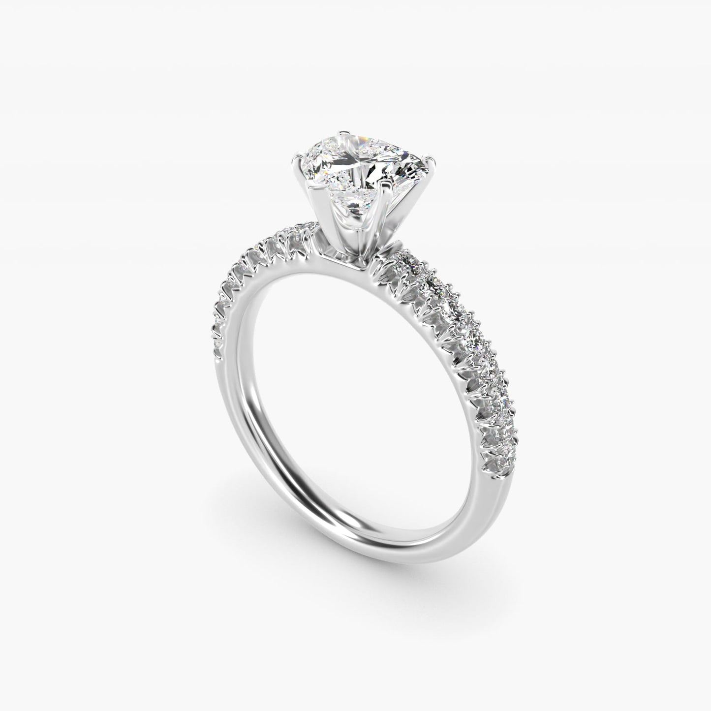 French PavŽ Diamond Engagement Ring in 14k White Gold (1/4 ct. tw.) - Heart Center