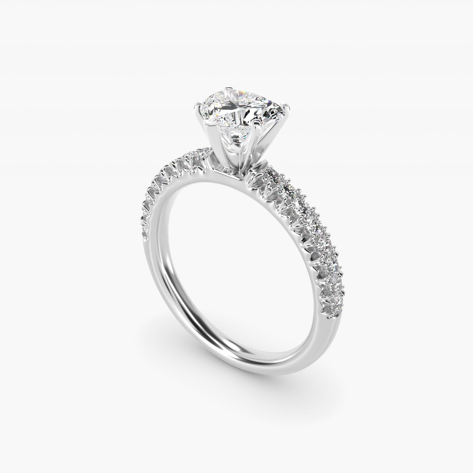 French PavŽ Diamond Engagement Ring in 14k White Gold (1/4 ct. tw.) - Heart Center
