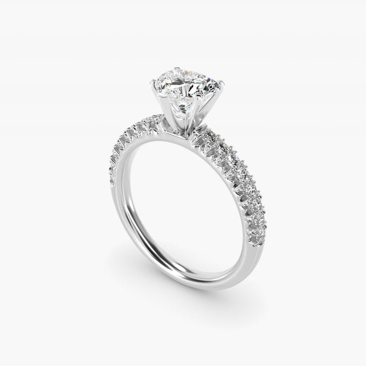 French PavŽ Diamond Engagement Ring in 14k White Gold (1/4 ct. tw.) - Heart Center
