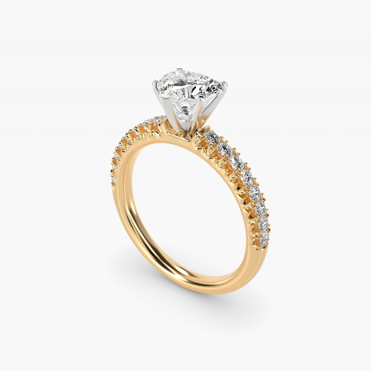 French PavŽ Diamond Engagement Ring in 14k Yellow Gold (1/4 ct. tw.) - Heart Center