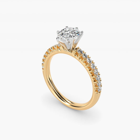 French PavŽ Diamond Engagement Ring in 14k Yellow Gold (1/4 ct. tw.) - Pear Center