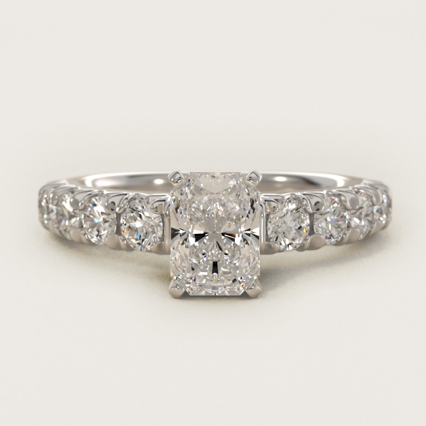 French PavŽ Diamond Engagement Ring in Platinum (1 ct. tw.) - Radiant Center
