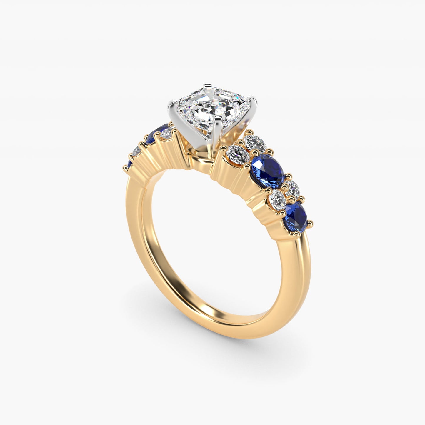 Garland Sapphire and Diamond Engagement Ring in 14K Yellow Gold - Asscher Center