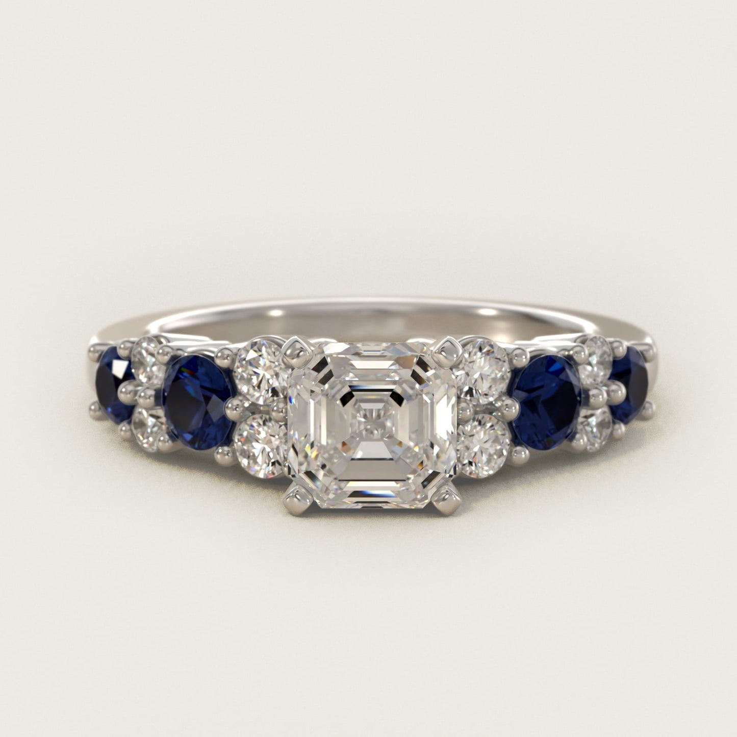Garland Sapphire and Diamond Engagement Ring in Platinum - Asscher Center