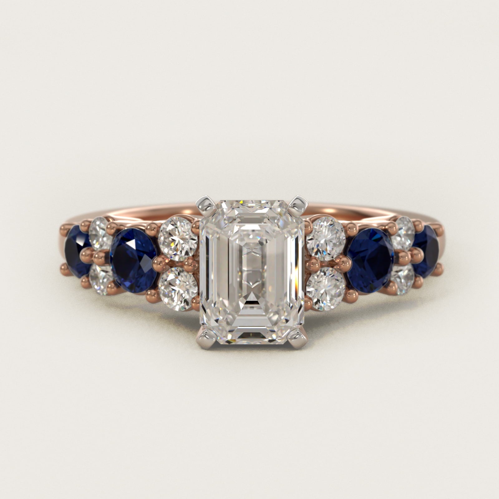 Garland Sapphire and Diamond Engagement Ring in 14k Rose Gold - Emerald Center
