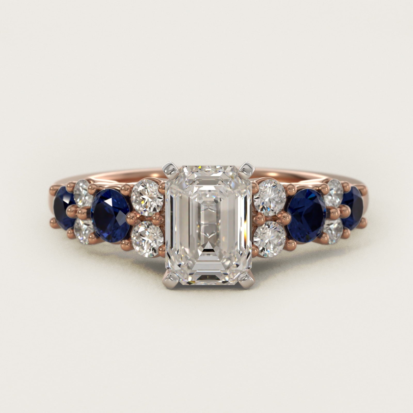 Garland Sapphire and Diamond Engagement Ring in 18k Rose Gold - Emerald Center