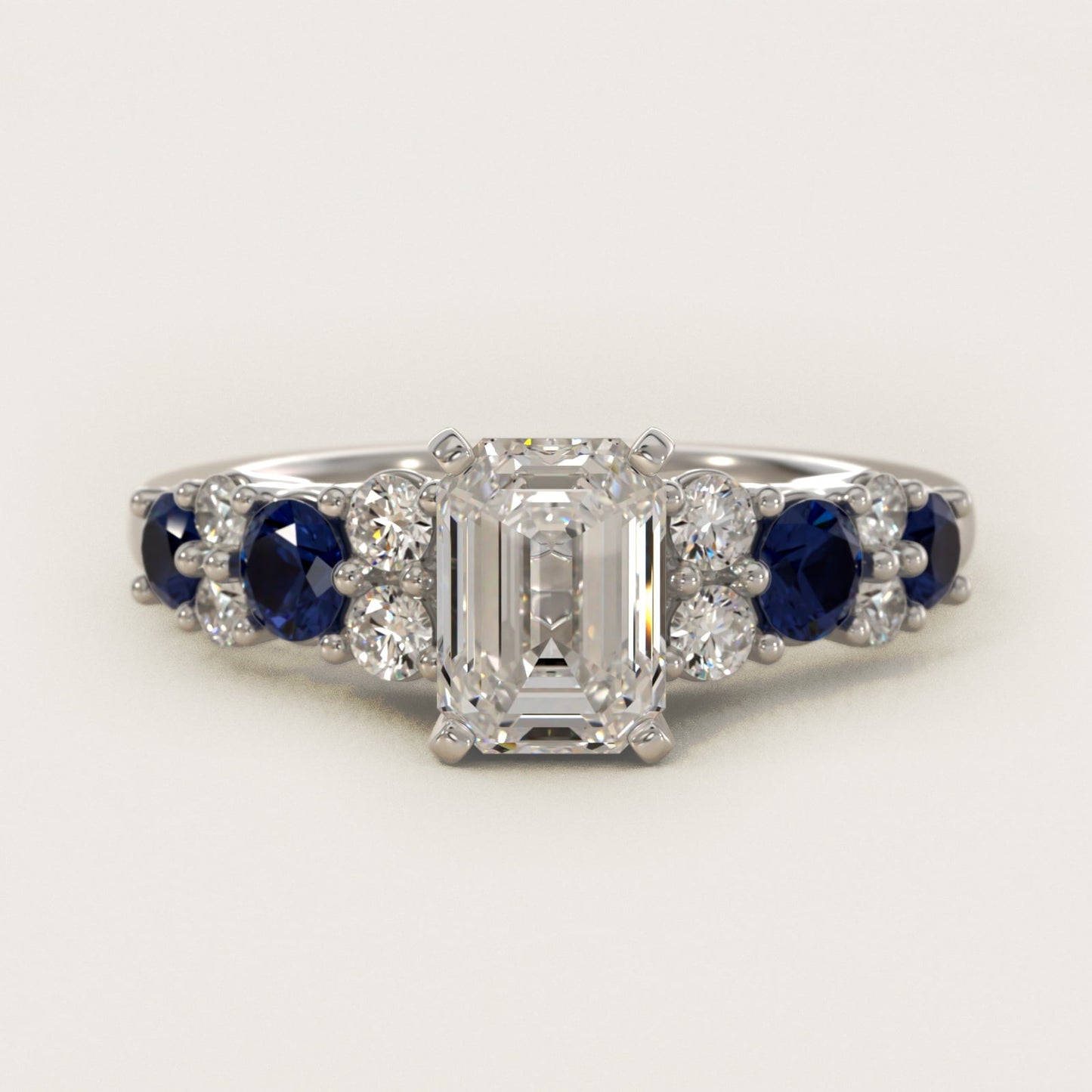 Garland Sapphire and Diamond Engagement Ring in 18k White Gold - Emerald Center