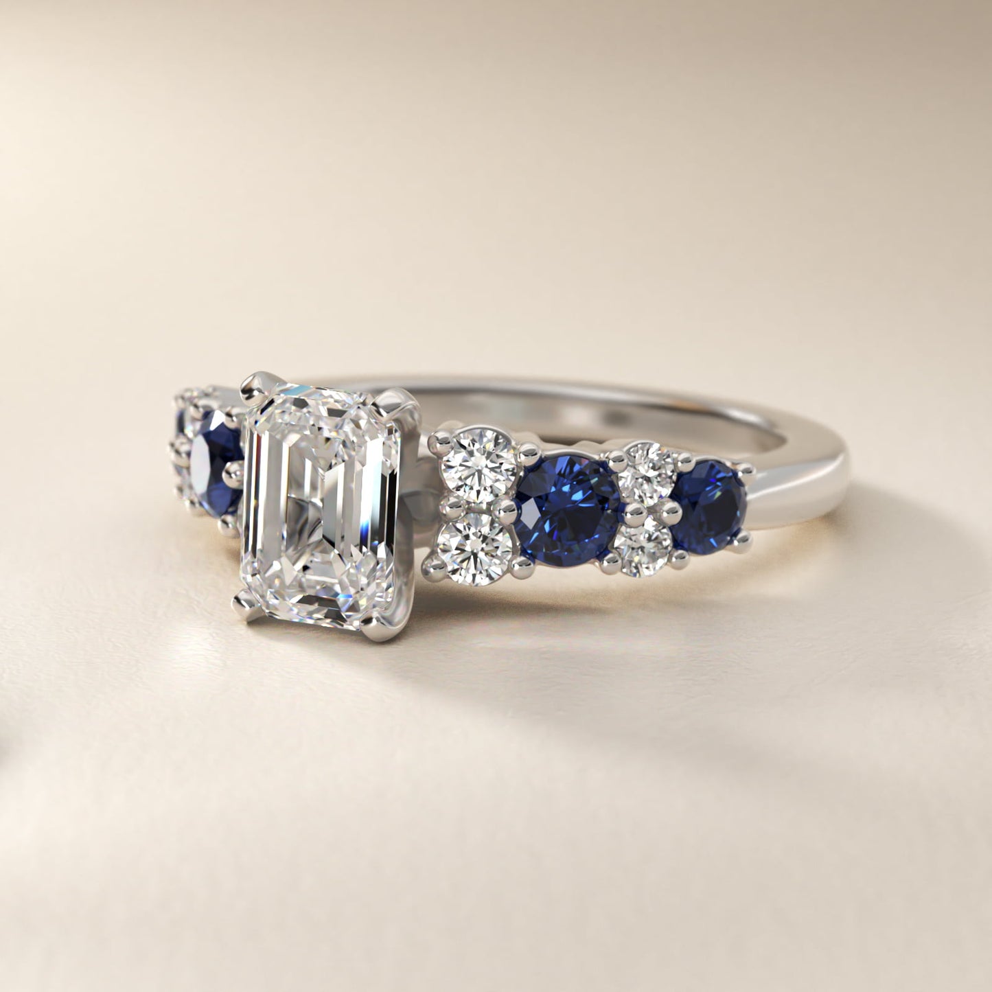 Garland Sapphire and Diamond Engagement Ring in 14k White Gold - Emerald Center