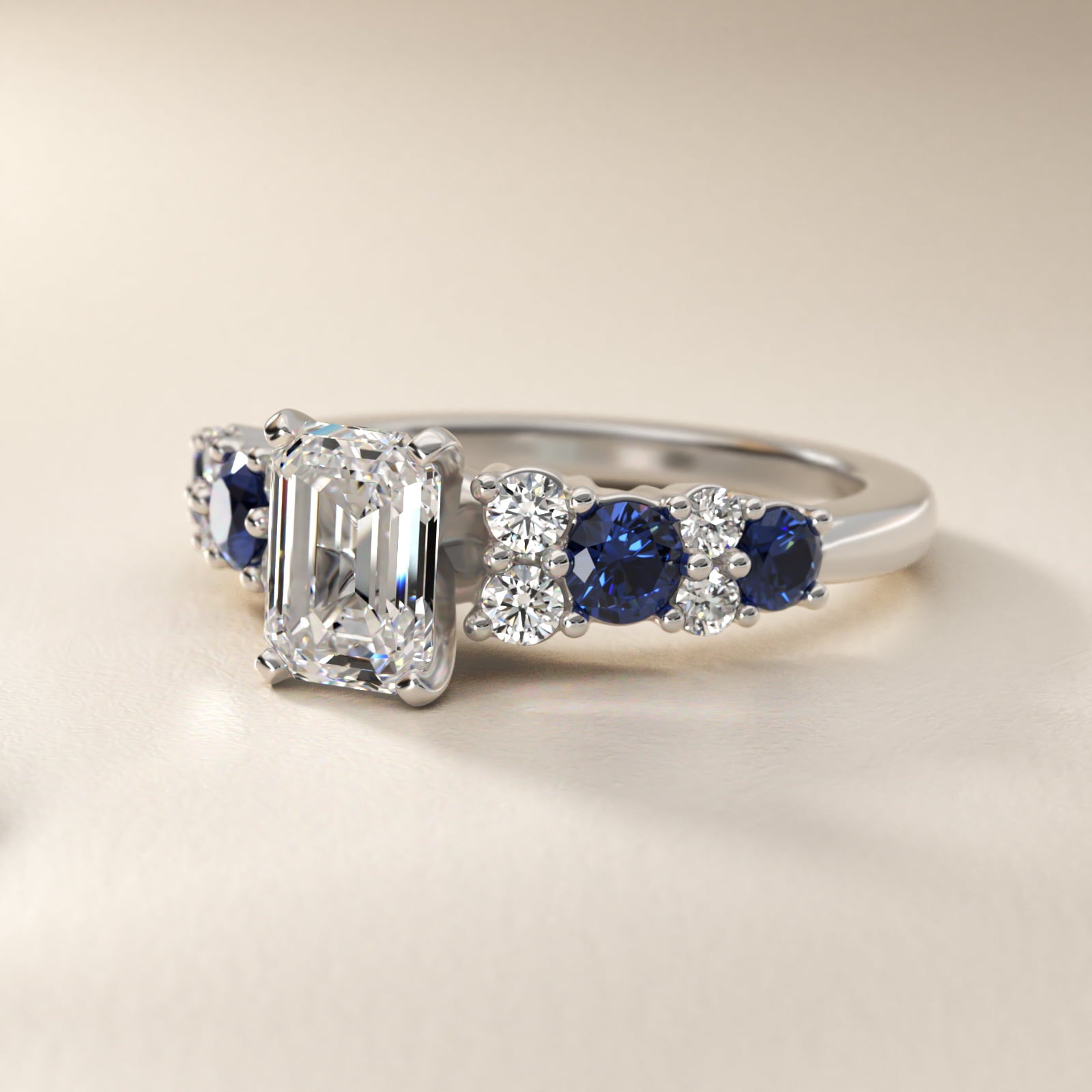 Garland Sapphire and Diamond Engagement Ring in 14k White Gold - Emerald Center