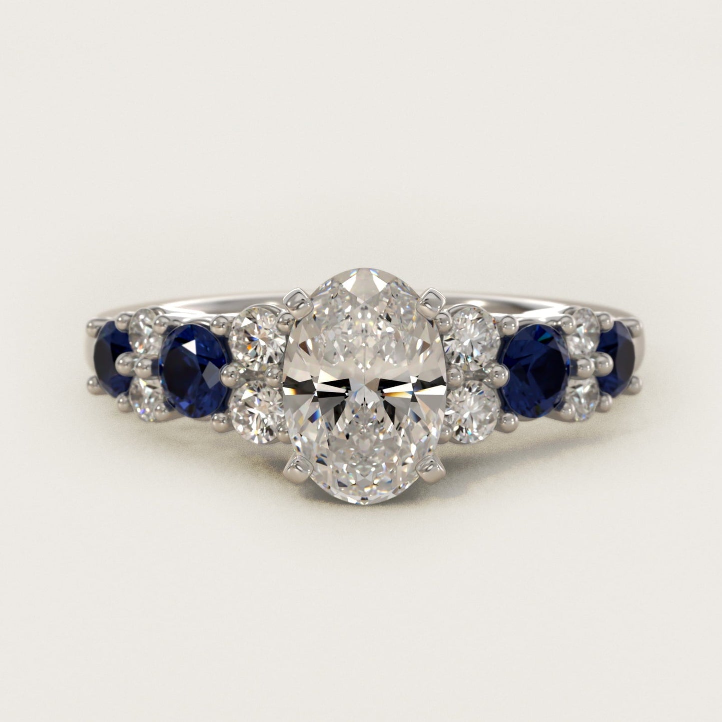 Garland Sapphire and Diamond Engagement Ring in 18k White Gold - Oval Center