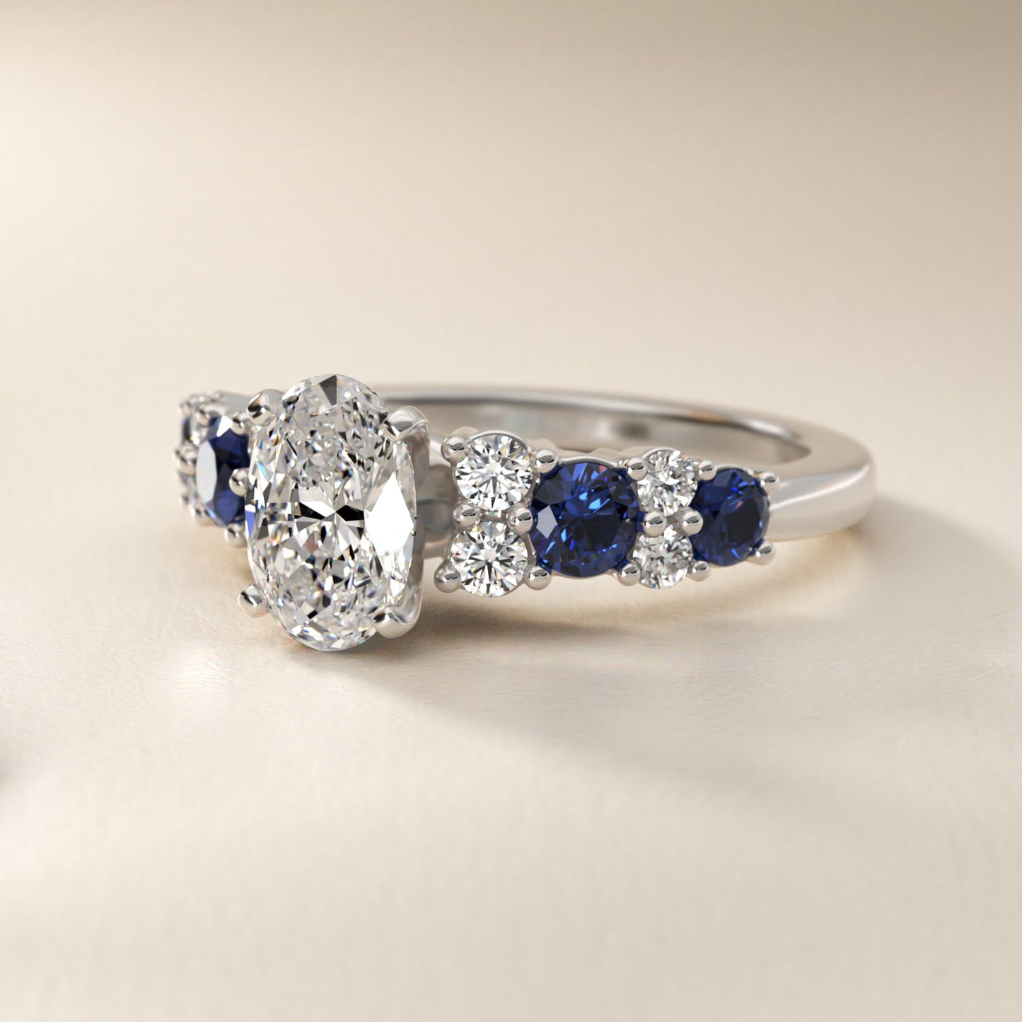 Garland Sapphire and Diamond Engagement Ring in 14k White Gold - Oval Center