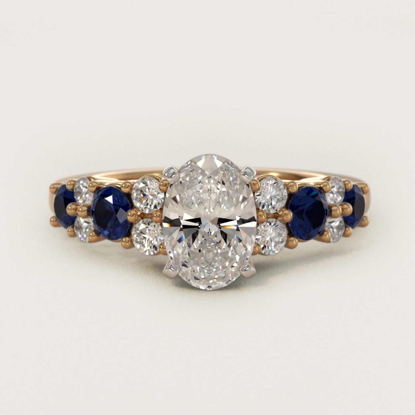 Garland Sapphire and Diamond Engagement Ring in 18k Yellow Gold - Oval Center