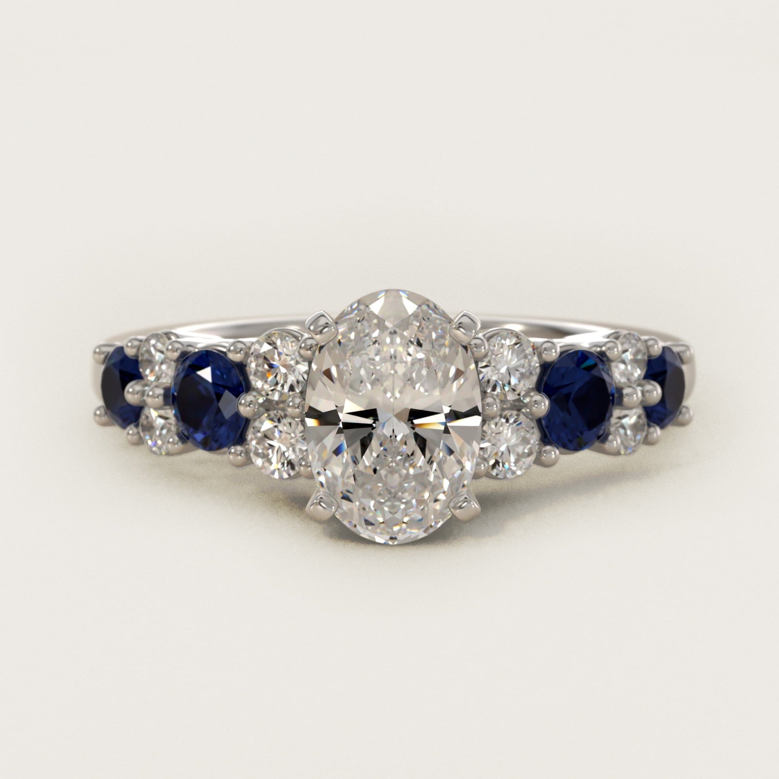 Garland Sapphire and Diamond Engagement Ring in Platinum - Oval Center