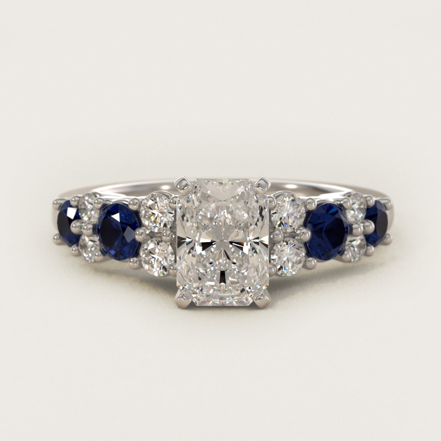 Garland Sapphire and Diamond Engagement Ring in 14k White Gold - Radiant Center