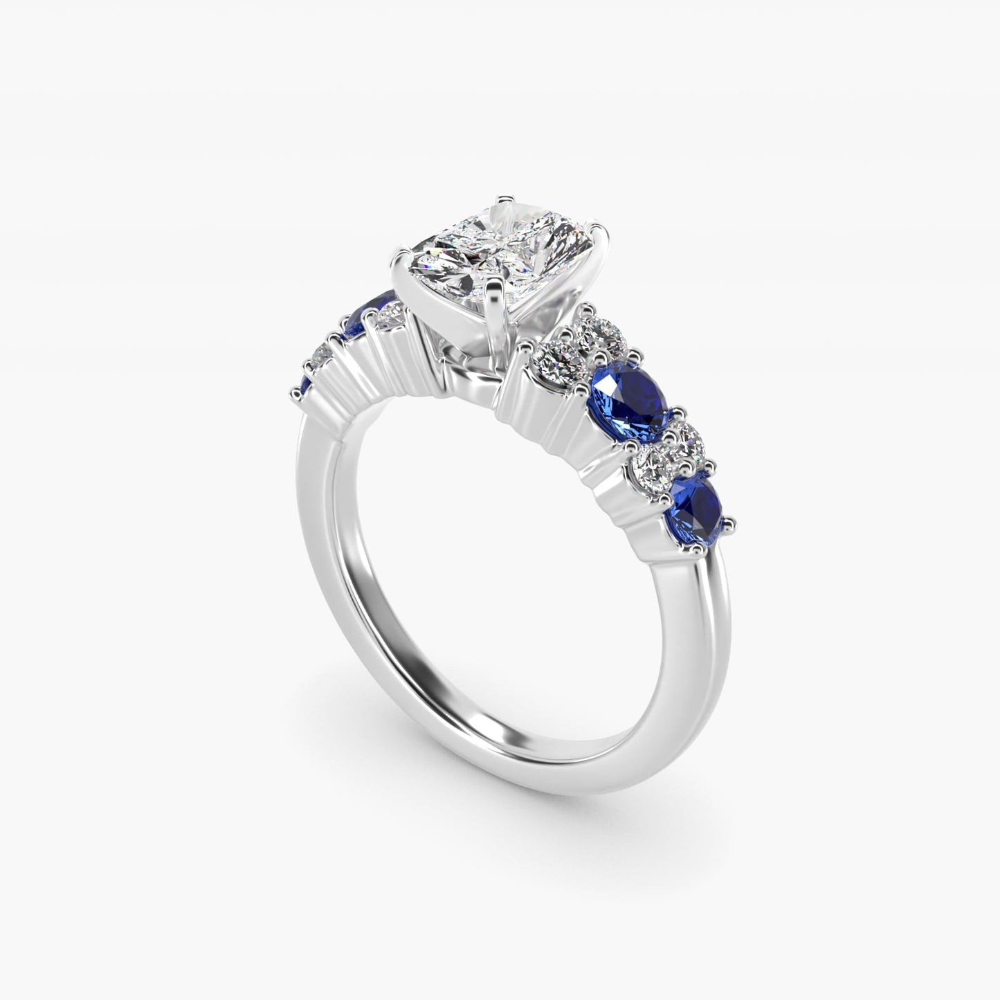 Garland Sapphire and Diamond Engagement Ring in Platinum - Radiant Center