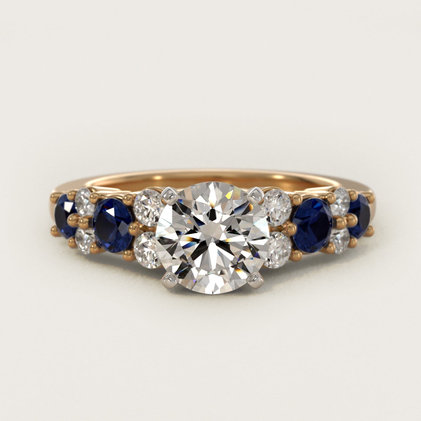 Garland Sapphire and Diamond Engagement Ring in 14K Yellow Gold - Round Center