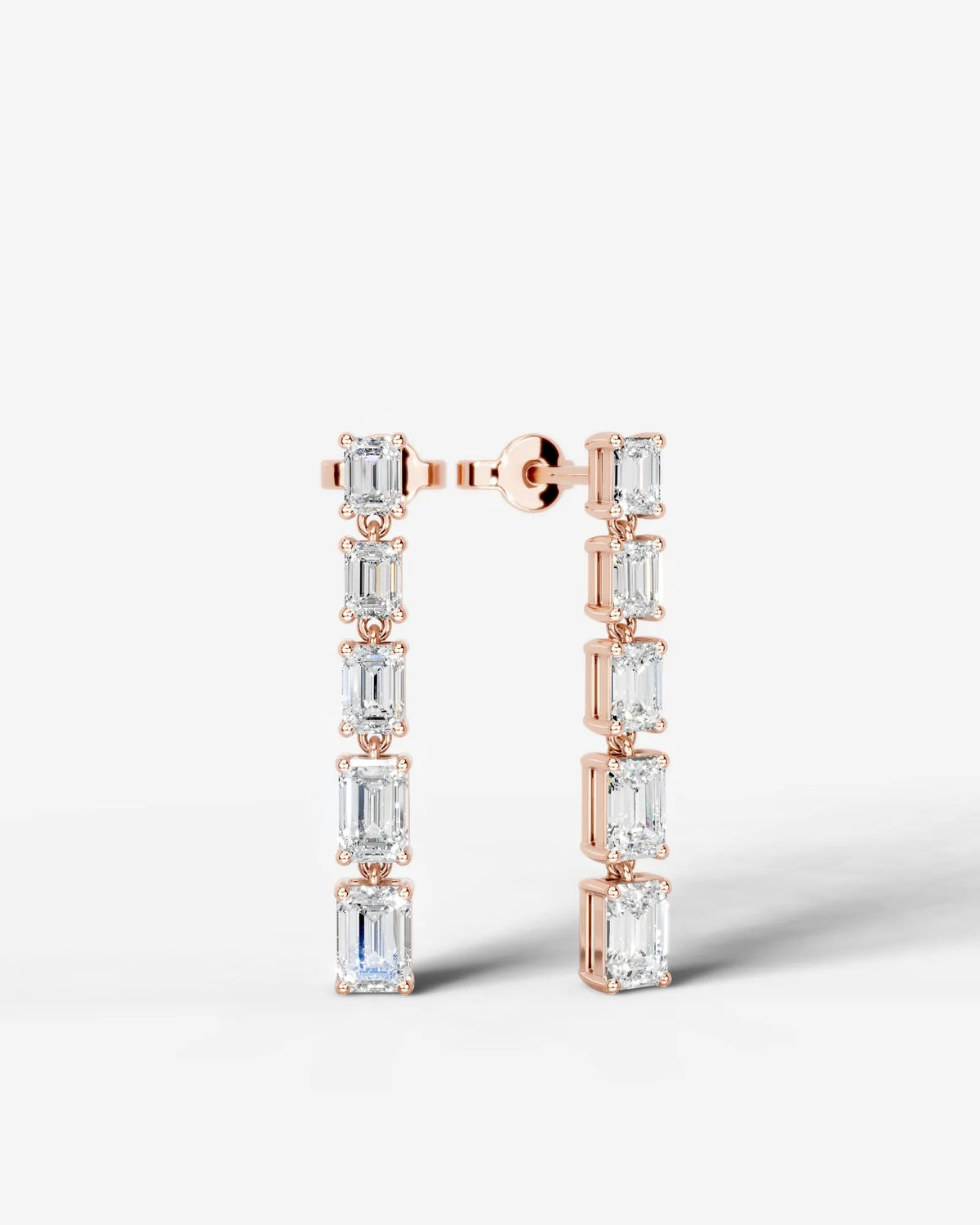 Genevieve Lab Grown Diamond Earrings Emerald - Rose Gold