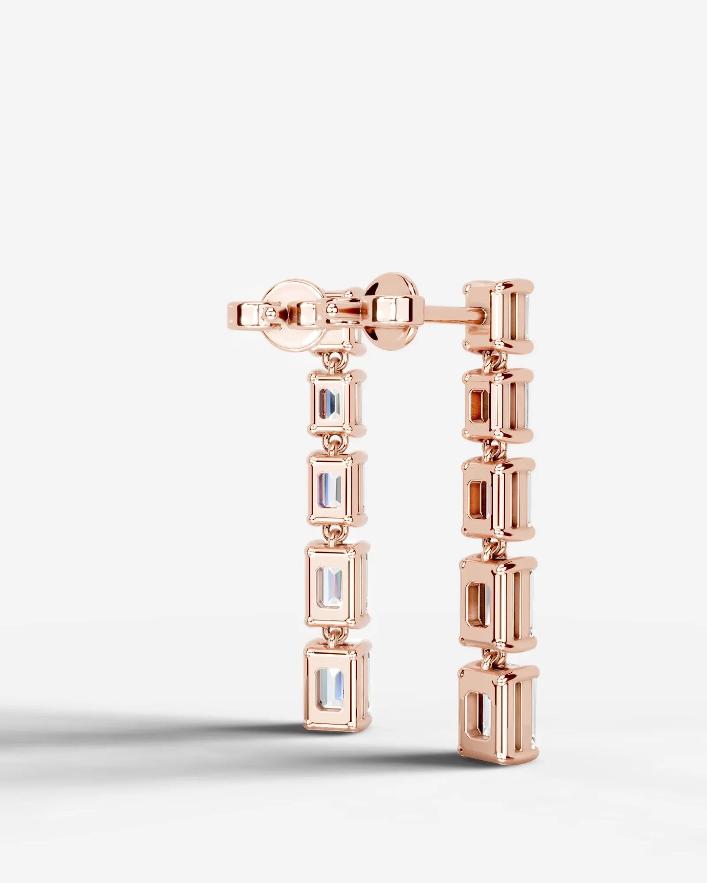 Genevieve Lab Grown Diamond Earrings Emerald - Rose Gold