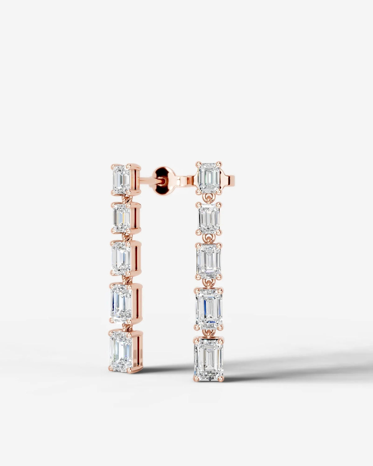 Genevieve Lab Grown Diamond Earrings Emerald - Rose Gold