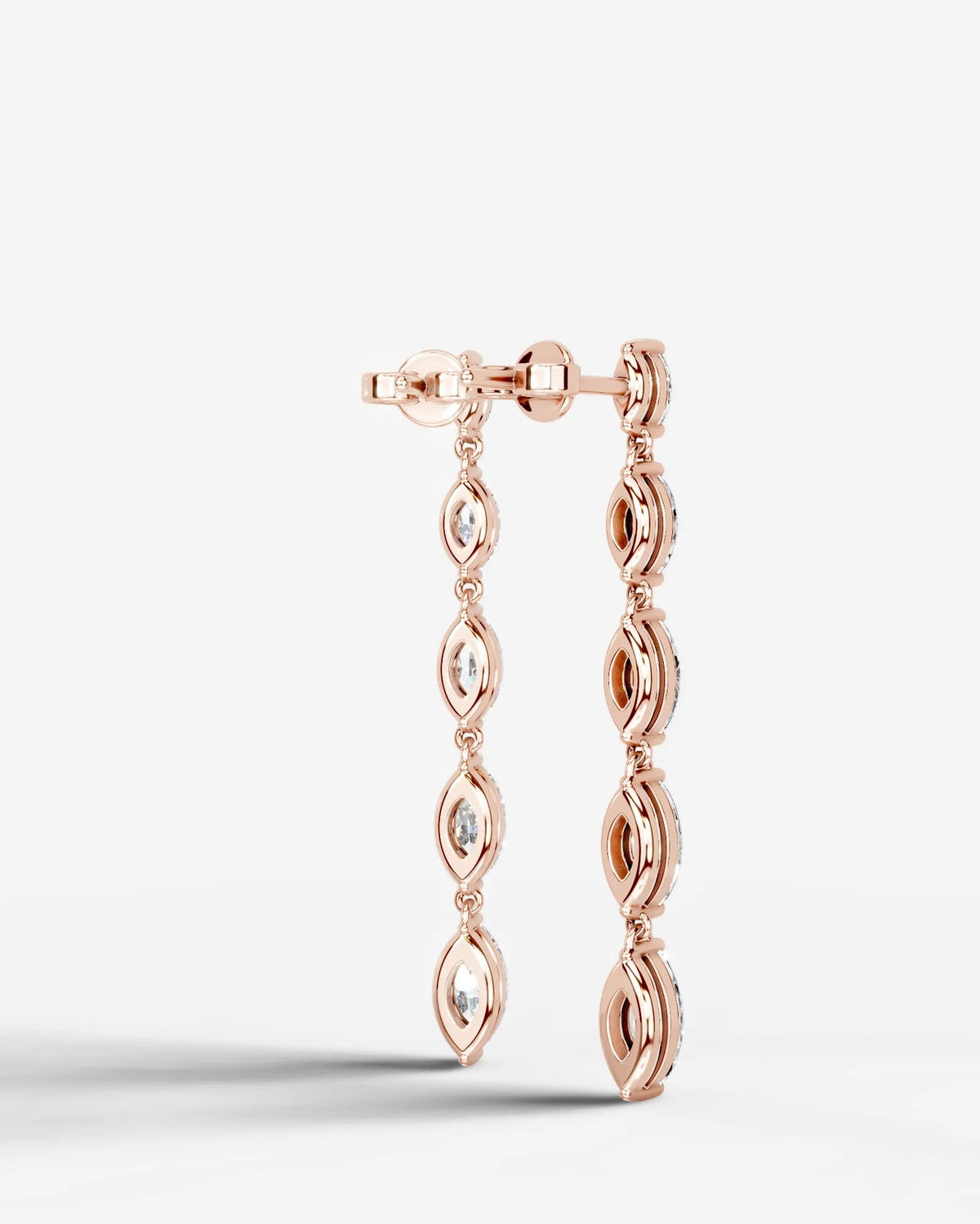 Genevieve Lab Grown Diamond Earrings Marquise - Rose Gold