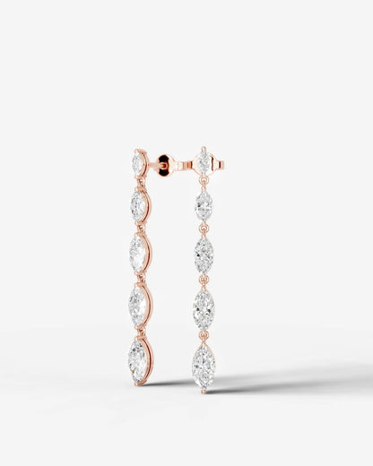 Genevieve Lab Grown Diamond Earrings Marquise - Rose Gold