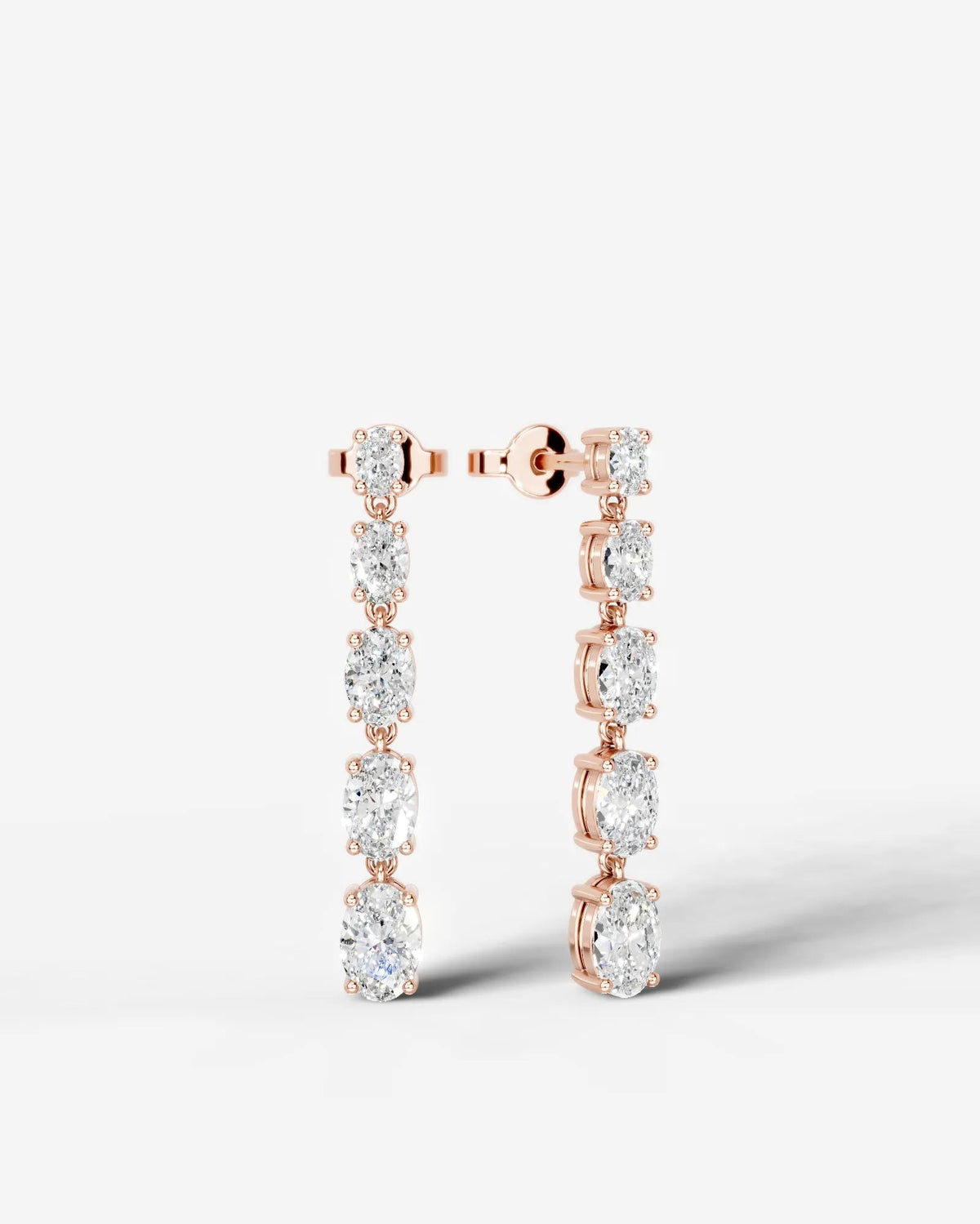 Genevieve Lab Grown Diamond Earrings Oval - Rose Gold