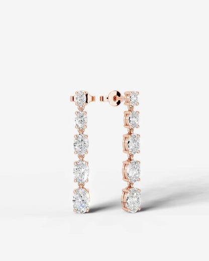 Genevieve Lab Grown Diamond Earrings Oval - Rose Gold