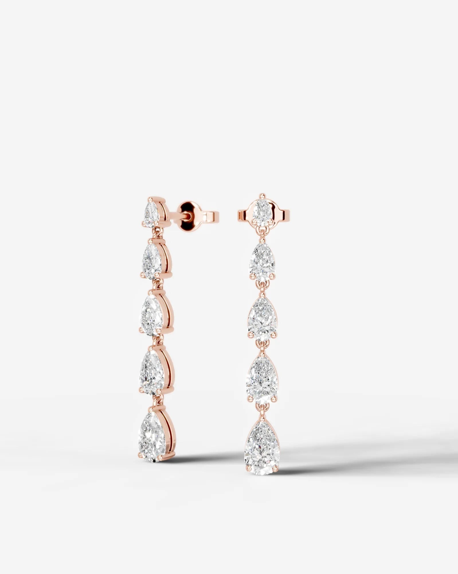 Genevieve Lab Grown Diamond Earrings Pear - Rose Gold